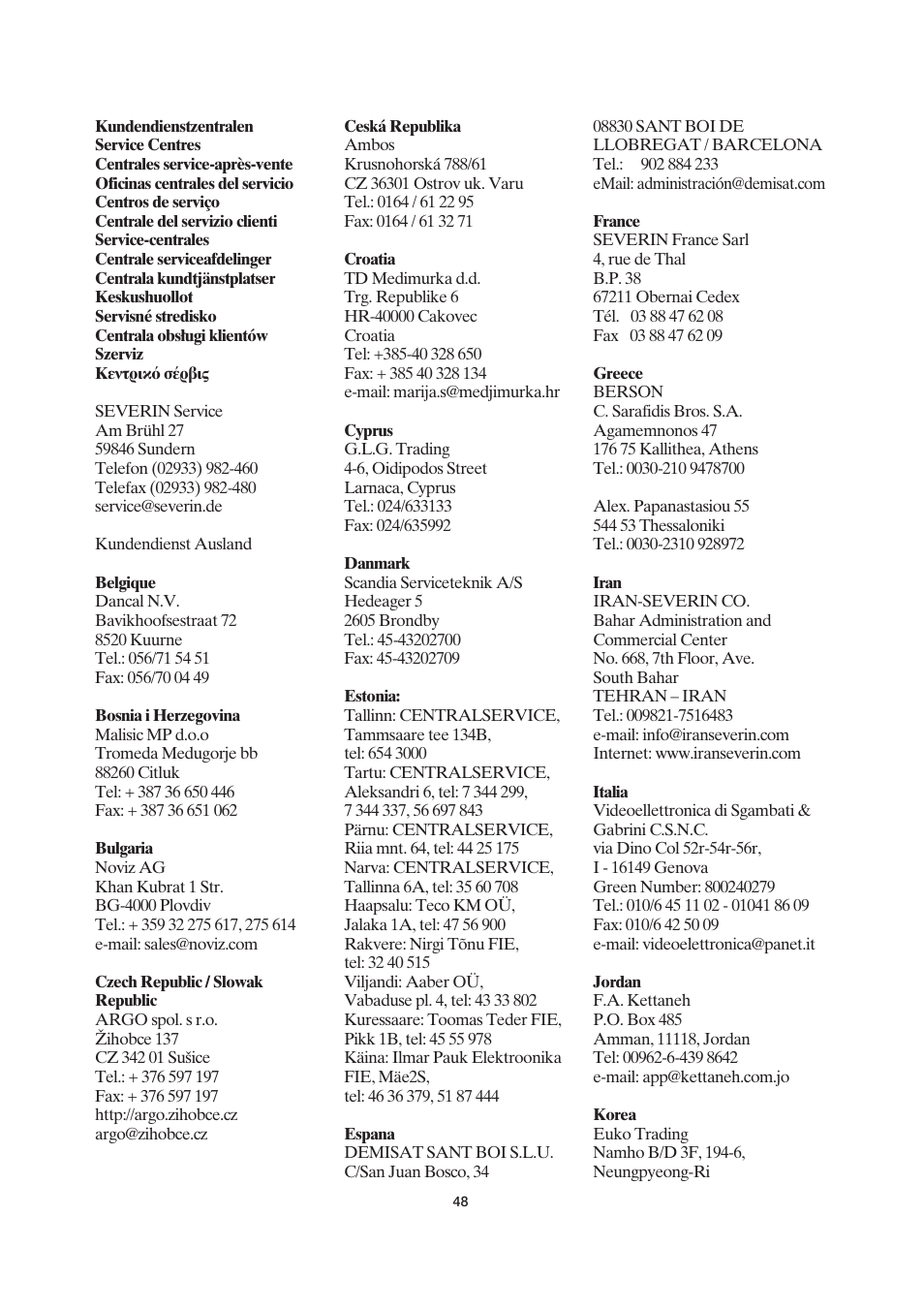 SEVERIN OD 2940 User Manual | Page 48 / 50