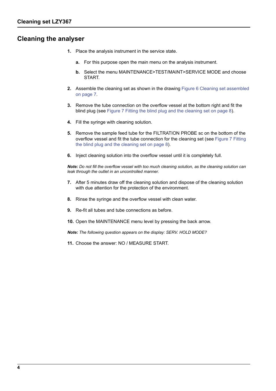 Cleaning the analyser, Cleaning set lzy367 | Hach-Lange LZY367 cleaning set for filtration probe sc User Manual | Page 6 / 12