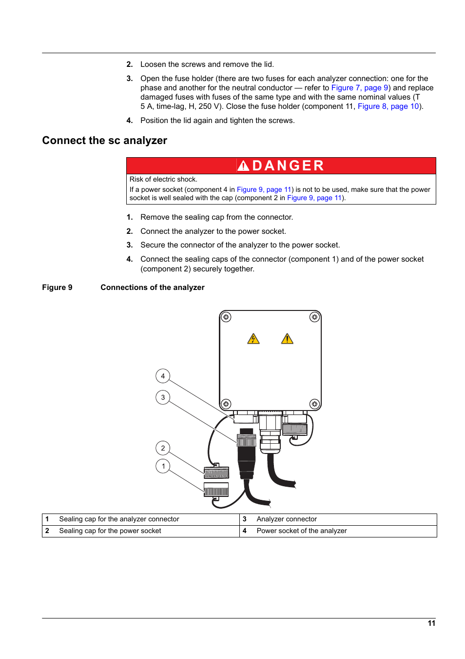 Connect the sc analyzer | Hach-Lange Power connection box for SC analyzers User Manual | Page 11 / 14