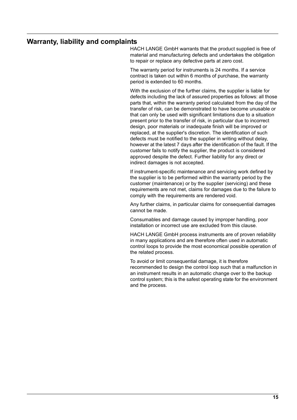 Warranty, liability and complaints | Hach-Lange LZX414.00.60000 User Manual | Page 17 / 18