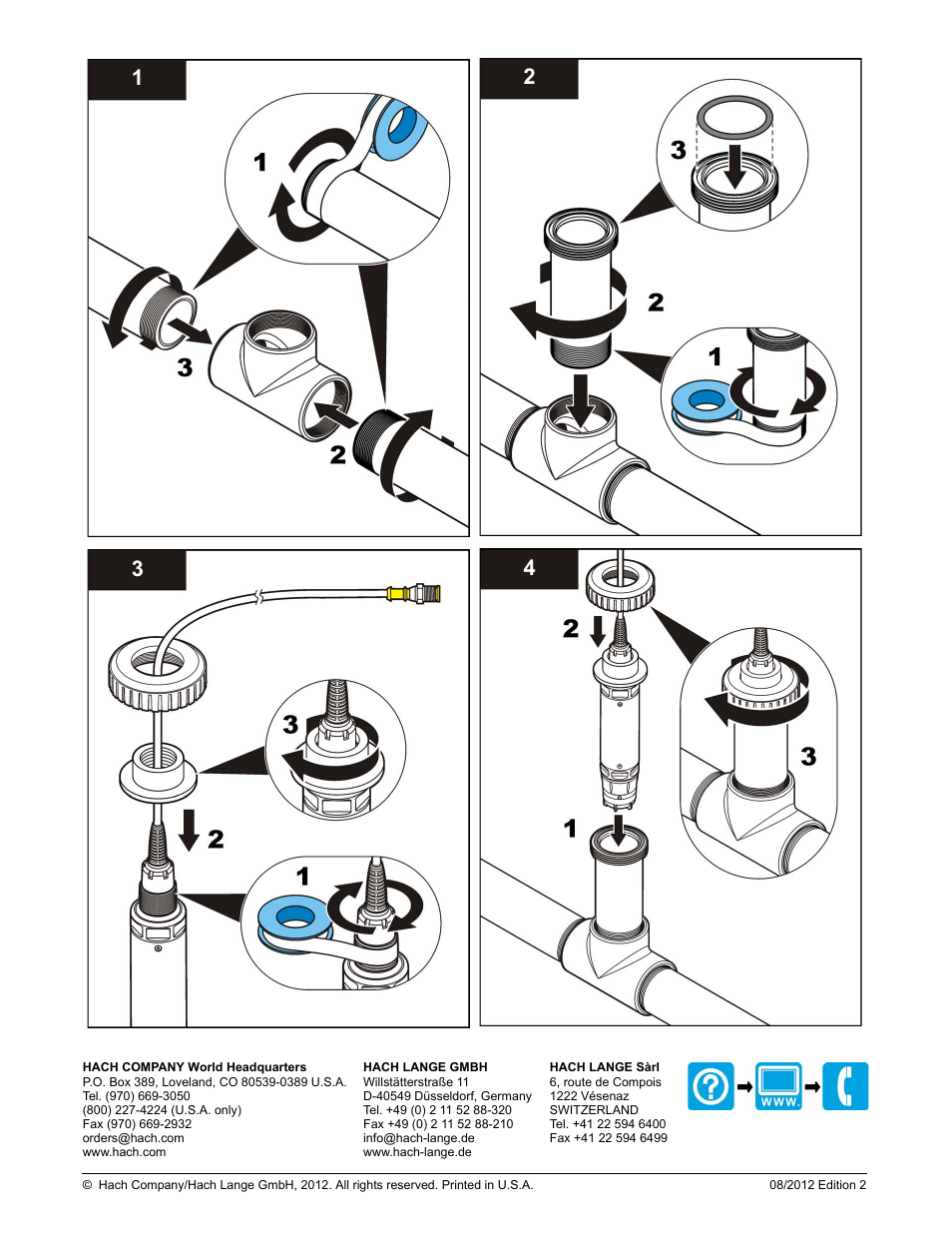 Hach-Lange LDO 2, Union Mounting Hardware User Manual | Page 2 / 2