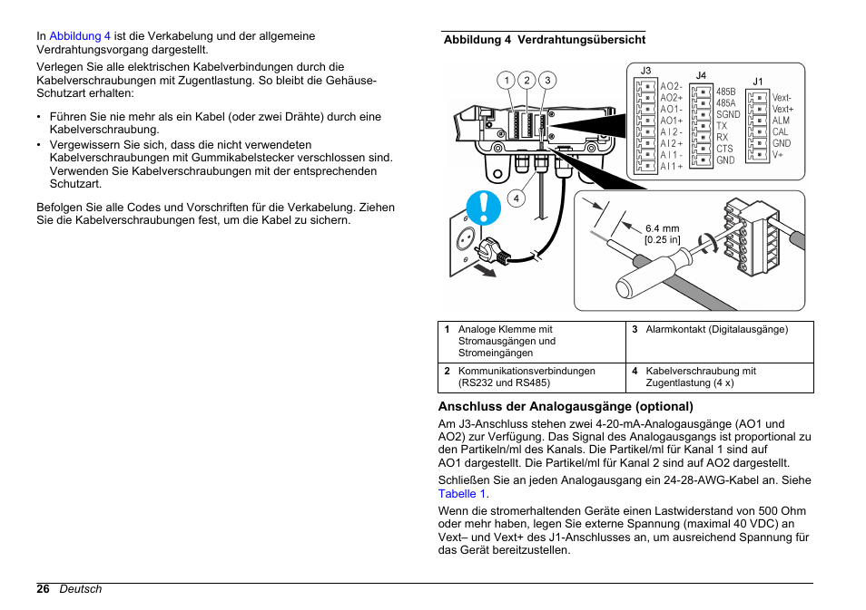 Anschluss der analogausgänge (optional) | Hach-Lange WPC-22 User Manual | Page 26 / 98