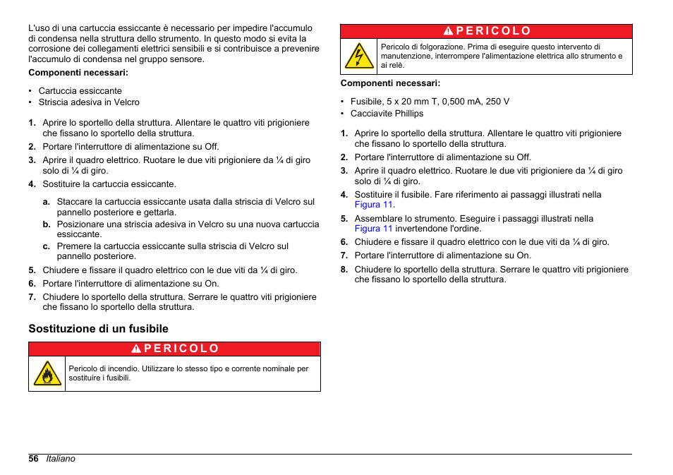 Sostituzione di un fusibile | Hach-Lange WPC-22 User Manual | Page 56 / 98