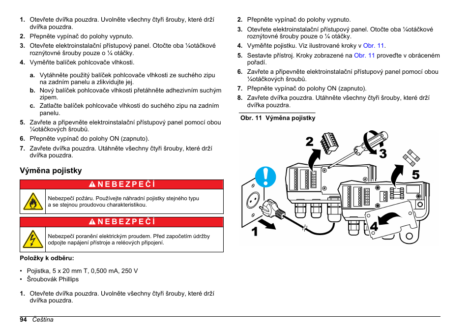Výměna pojistky, Na straně 94 | Hach-Lange WPC-22 User Manual | Page 94 / 98