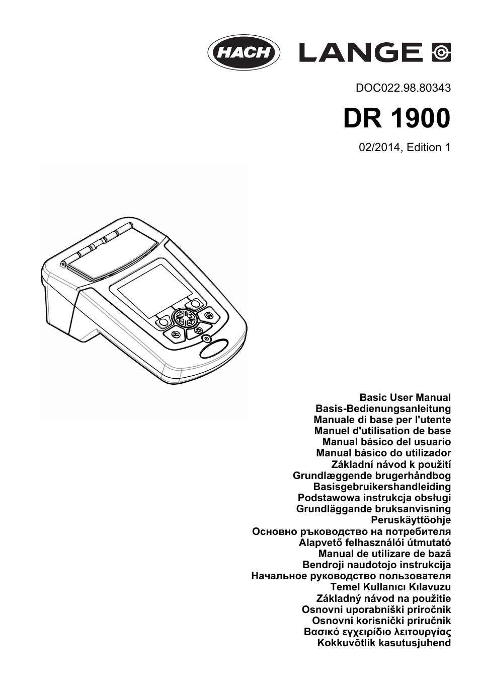 Hach-Lange DR1900 Basic User Manual User Manual | 318 pages