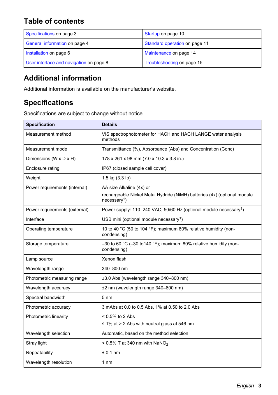 Hach-Lange DR1900 Basic User Manual User Manual | Page 3 / 318