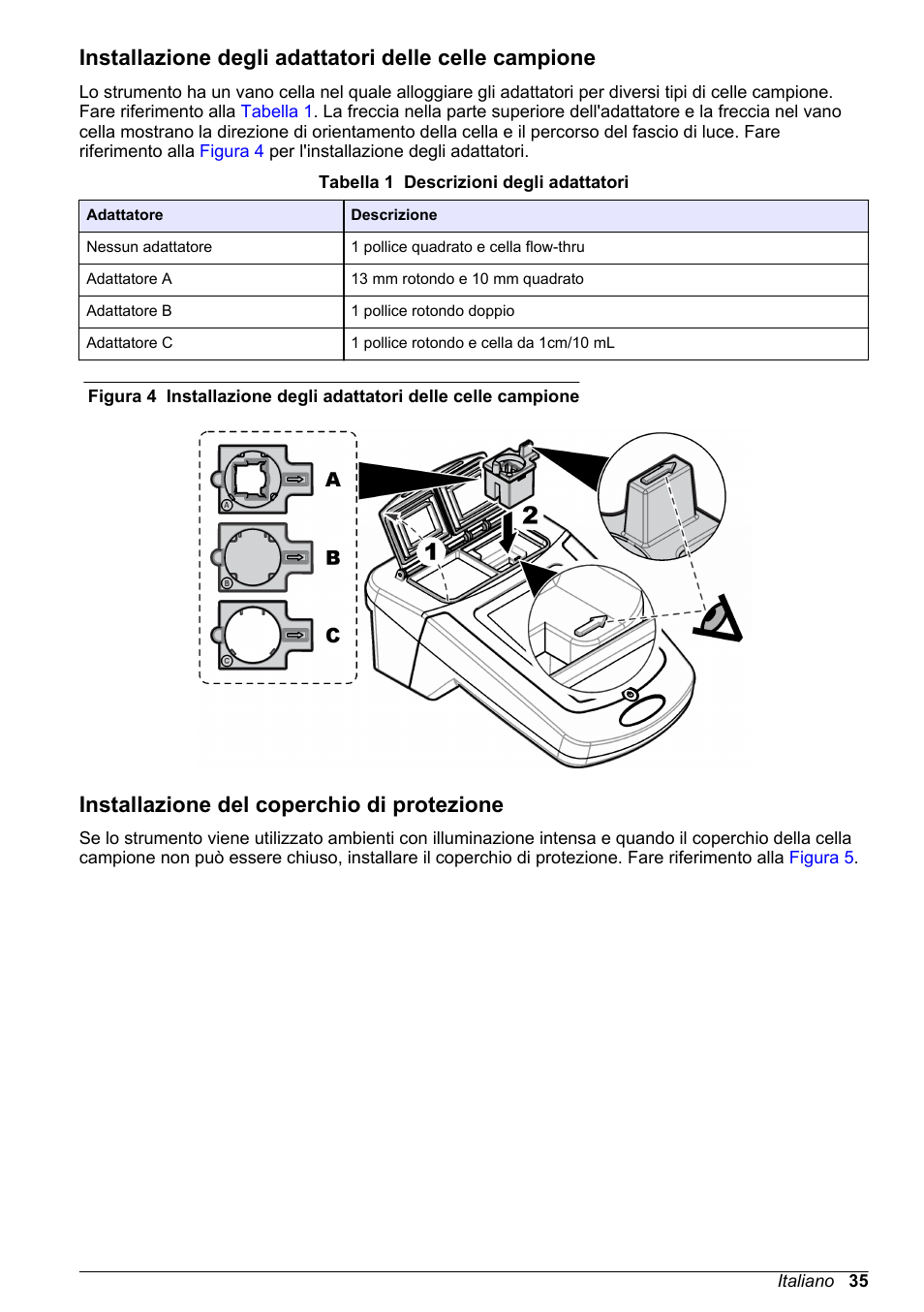 Installazione del coperchio di protezione | Hach-Lange DR1900 Basic User Manual User Manual | Page 35 / 318