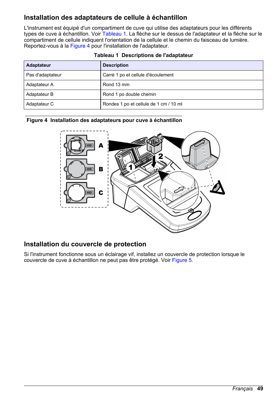 Installation du couvercle de protection | Hach-Lange DR1900 Basic User Manual User Manual | Page 49 / 318