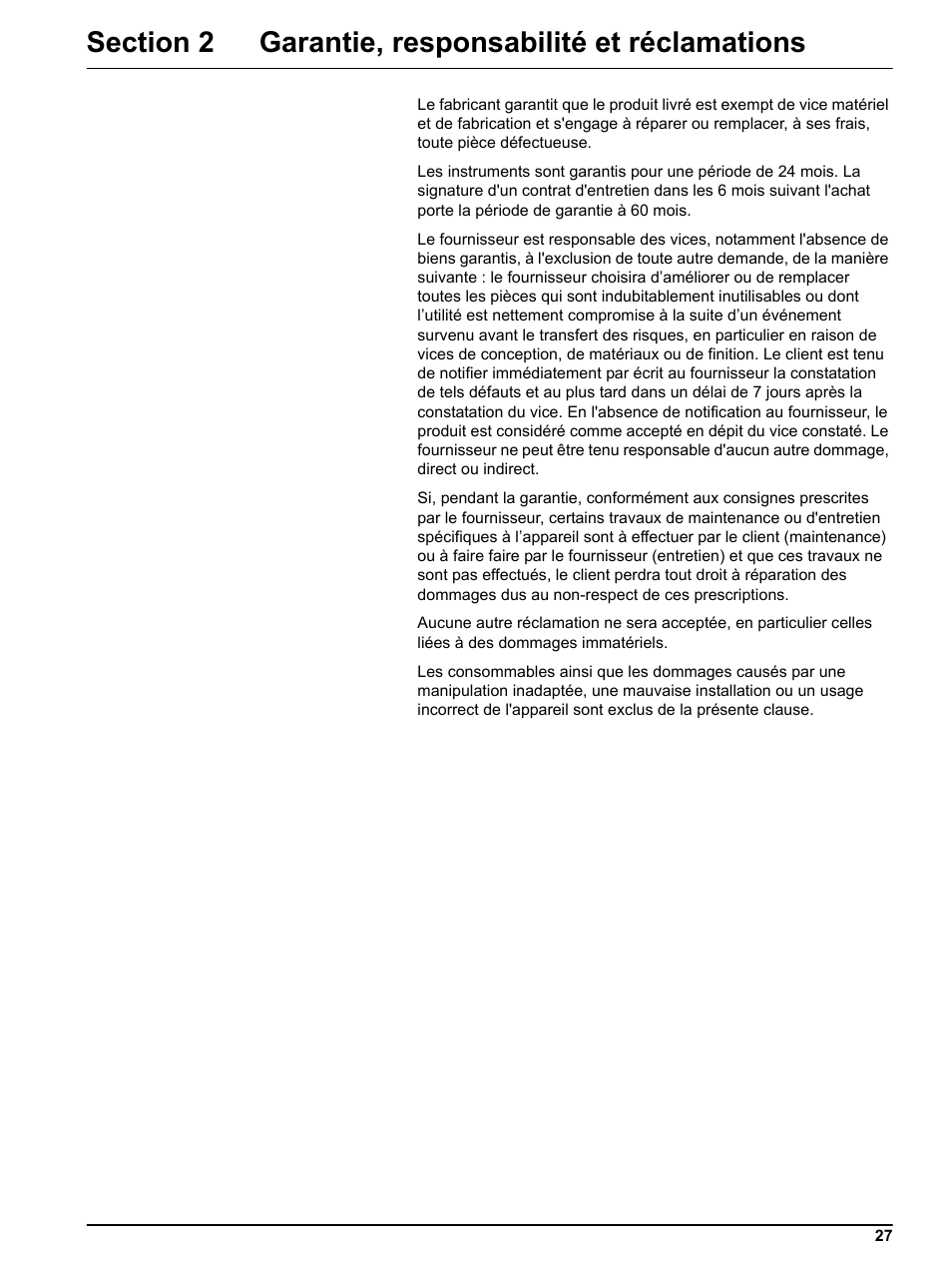 Section 2 garantie, responsabilité et réclamations | Hach-Lange DR 3800 Help Guide User Manual | Page 27 / 46
