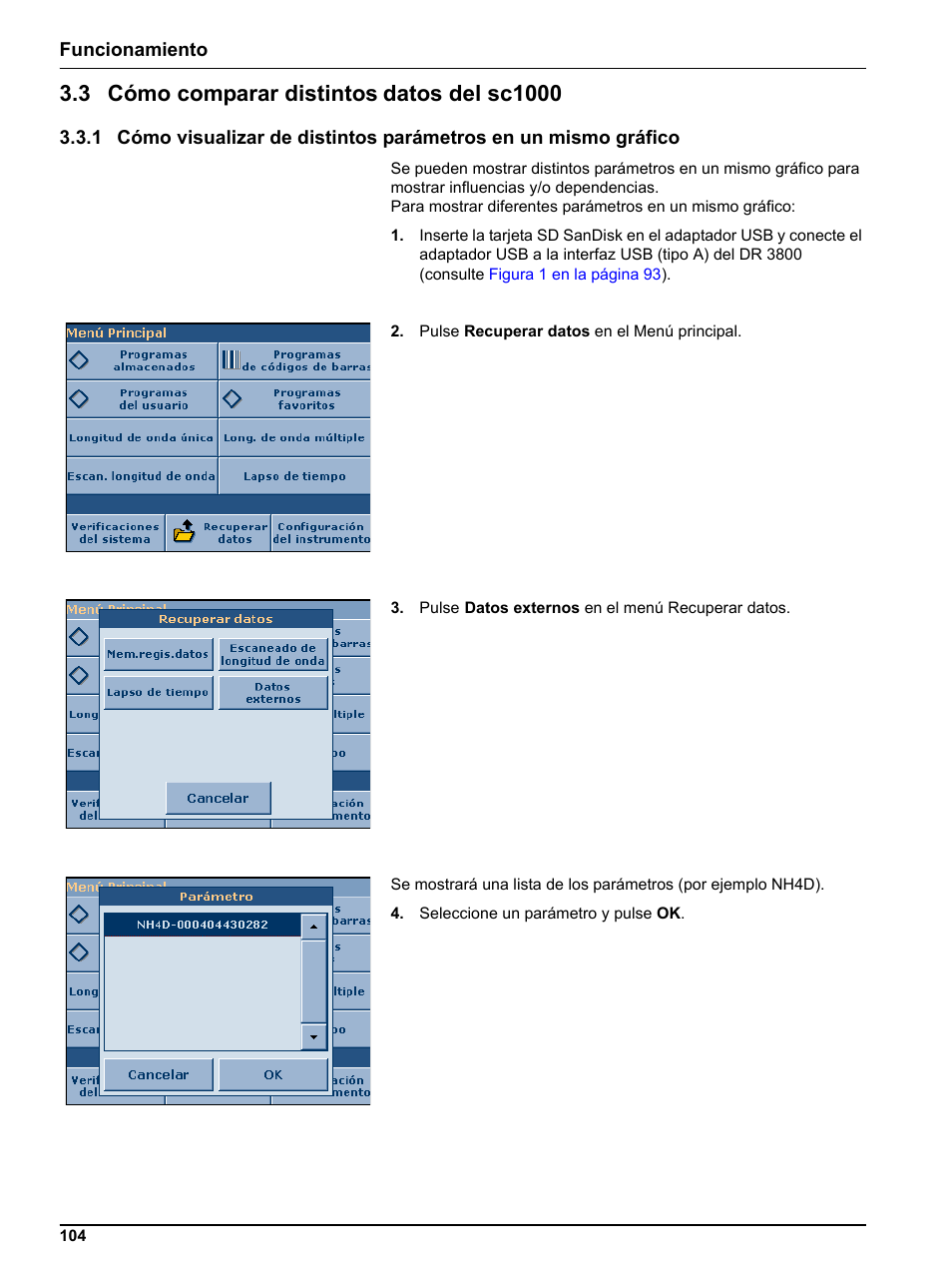 3 cómo comparar distintos datos del sc1000, 3 cómo comparar distintos, Datos del sc1000 | Hach-Lange DR 3800 Additional Software LINK2SC User Manual | Page 116 / 148
