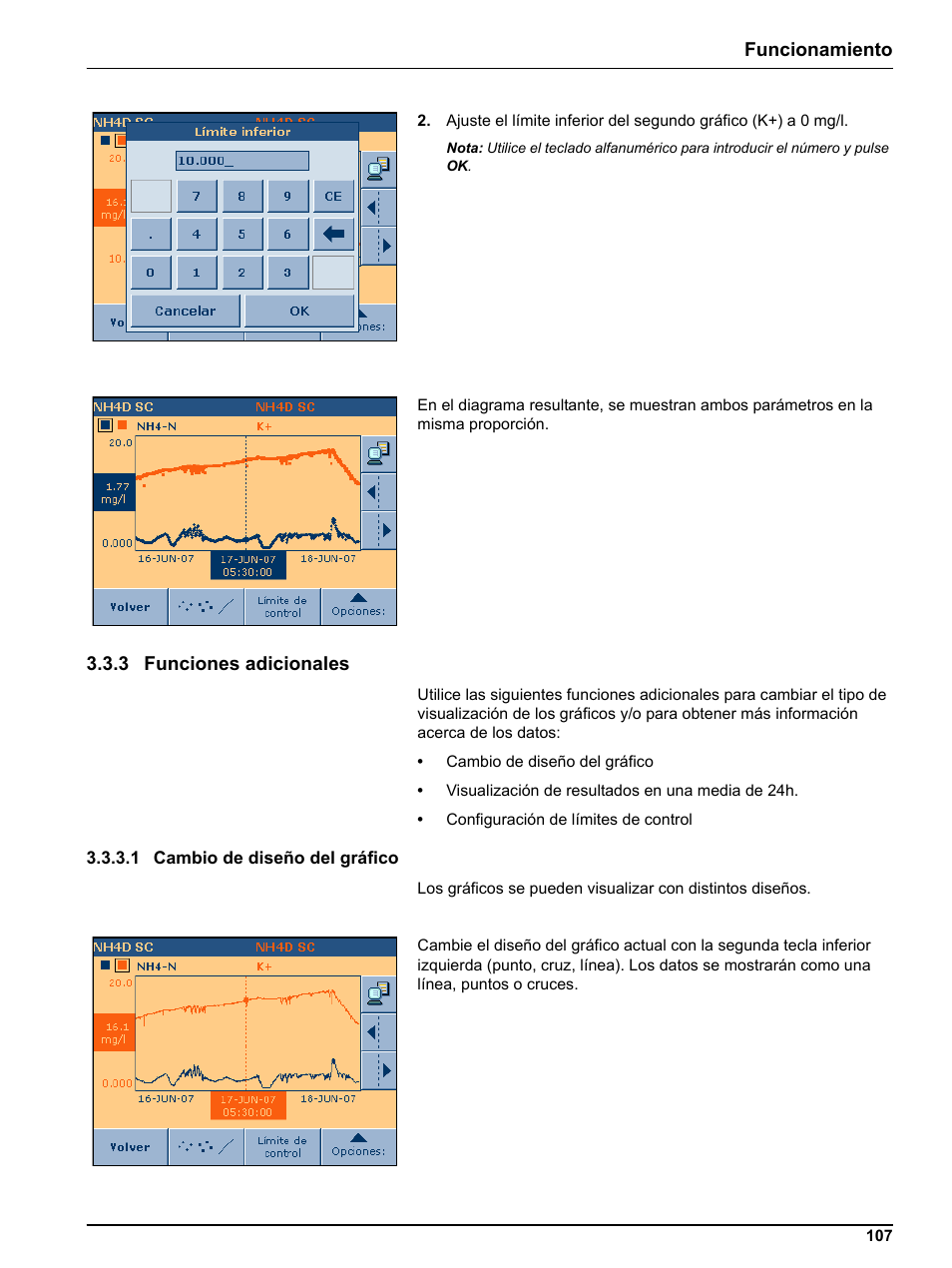 3 funciones adicionales, 1 cambio de diseño del gráfico | Hach-Lange DR 3800 Additional Software LINK2SC User Manual | Page 119 / 148