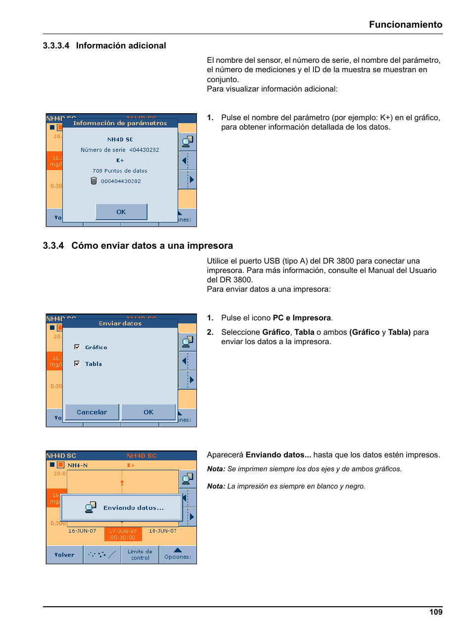 4 información adicional, 4 cómo enviar datos a una impresora | Hach-Lange DR 3800 Additional Software LINK2SC User Manual | Page 121 / 148