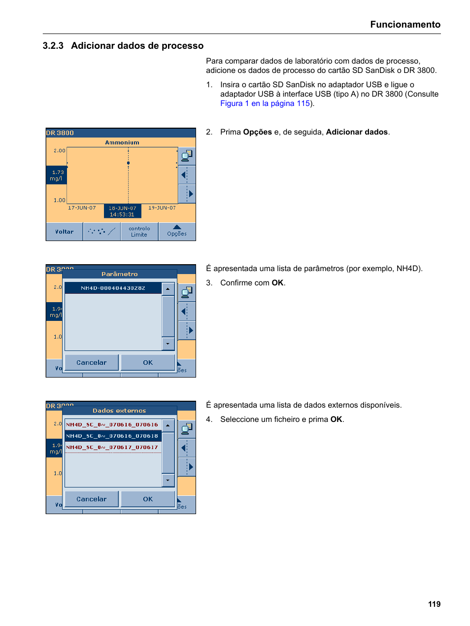 3 adicionar dados de processo | Hach-Lange DR 3800 Additional Software LINK2SC User Manual | Page 131 / 148