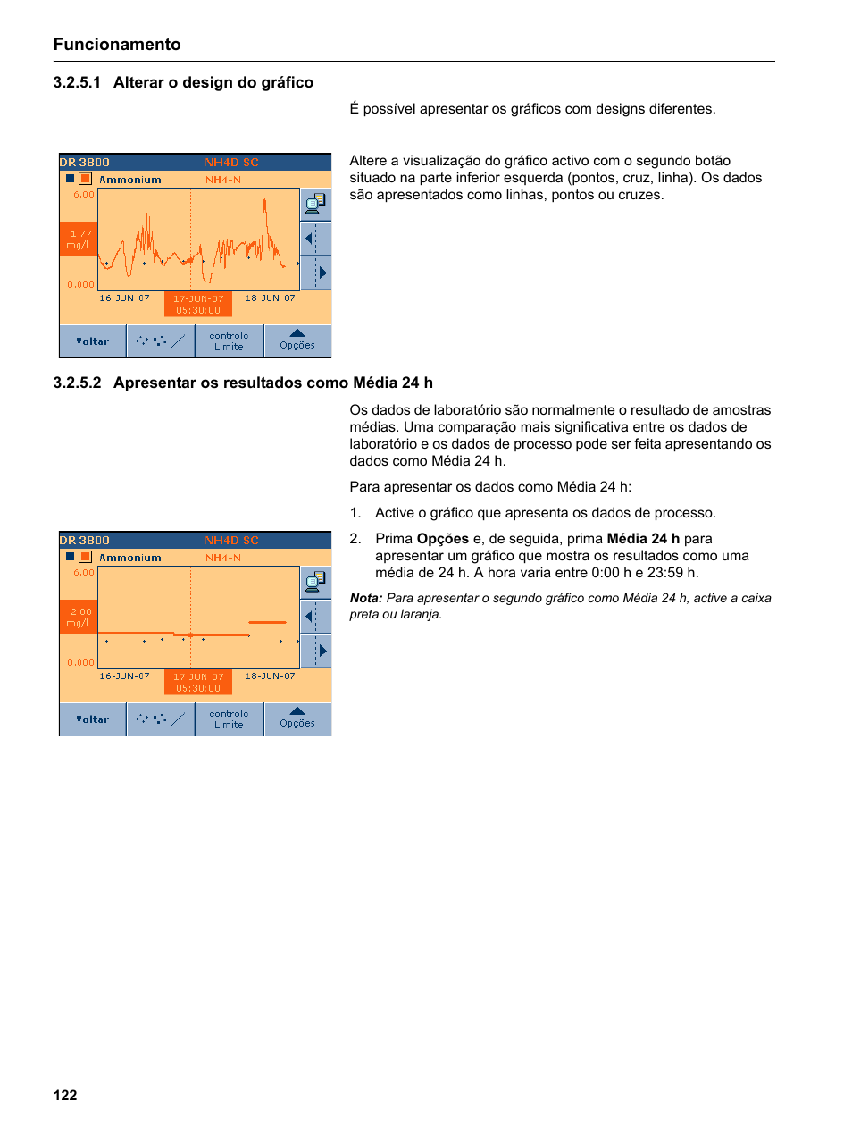 1 alterar o design do gráfico, 2 apresentar os resultados como média 24 h | Hach-Lange DR 3800 Additional Software LINK2SC User Manual | Page 134 / 148