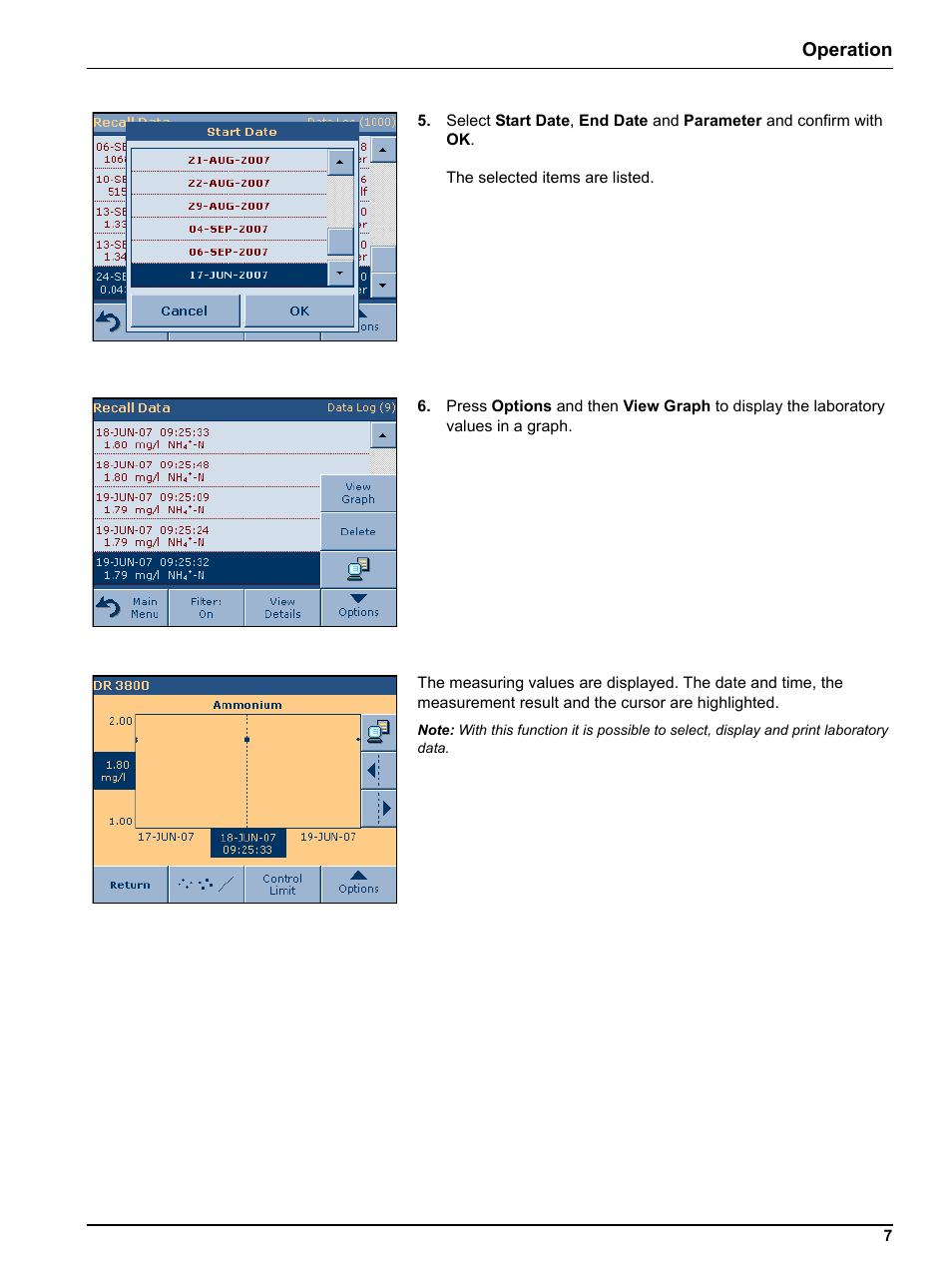 Operation | Hach-Lange DR 3800 Additional Software LINK2SC User Manual | Page 19 / 148
