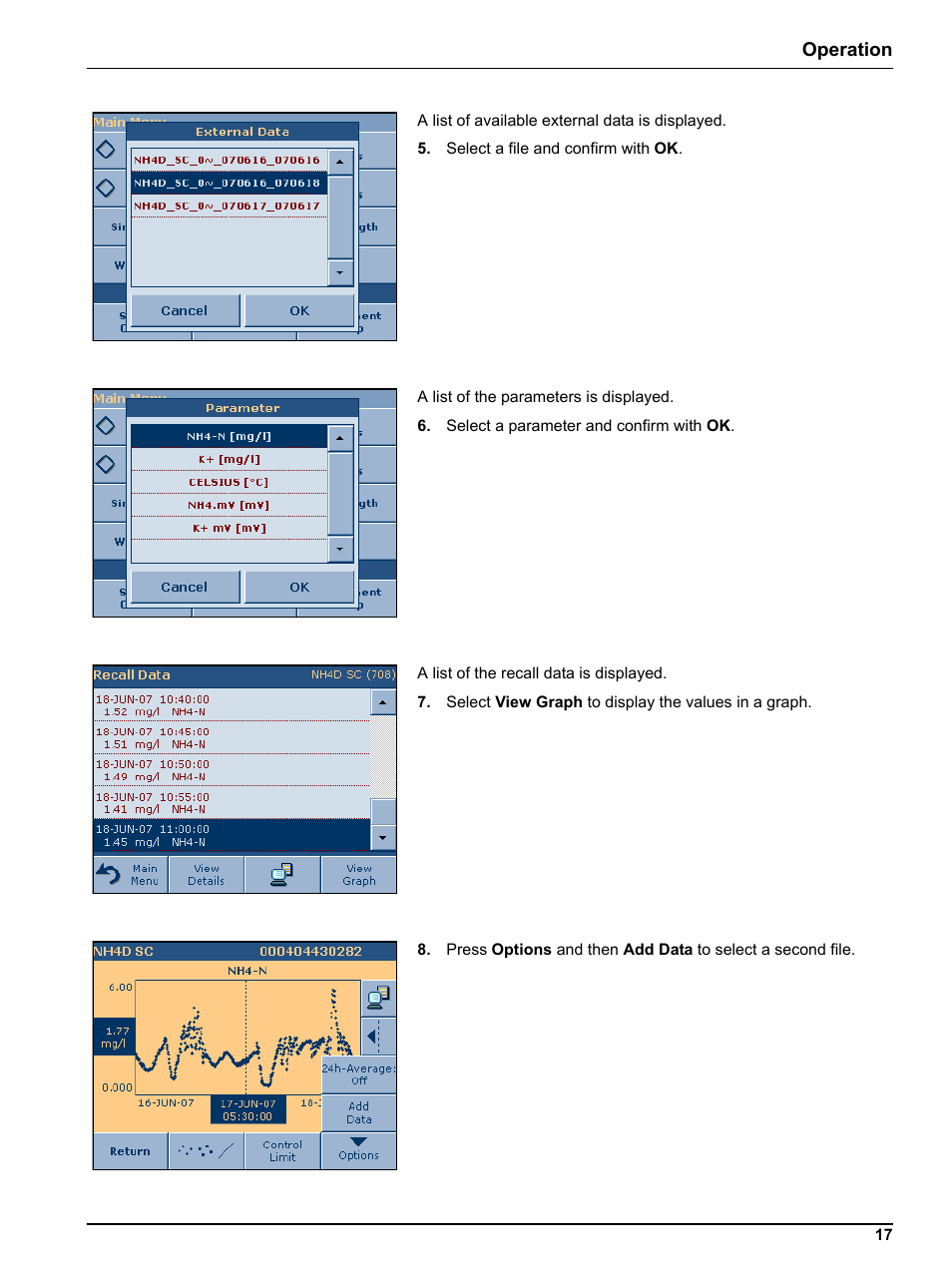 Operation | Hach-Lange DR 3800 Additional Software LINK2SC User Manual | Page 29 / 148