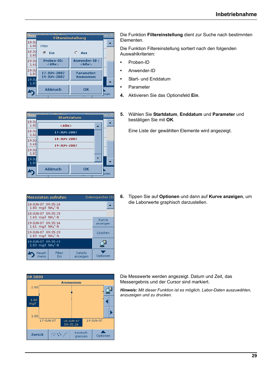 Inbetriebnahme | Hach-Lange DR 3800 Additional Software LINK2SC User Manual | Page 41 / 148
