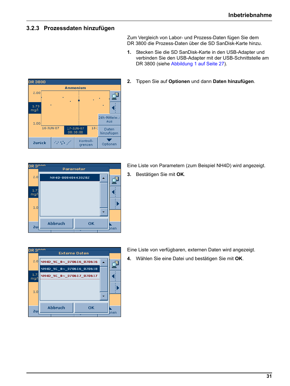 3 prozessdaten hinzufügen | Hach-Lange DR 3800 Additional Software LINK2SC User Manual | Page 43 / 148