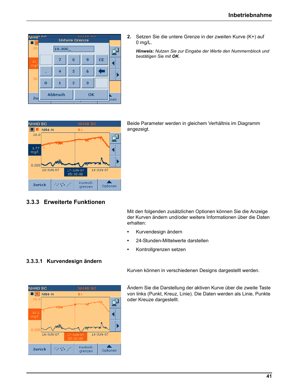 3 erweiterte funktionen, 1 kurvendesign ändern, Inbetriebnahme | Hach-Lange DR 3800 Additional Software LINK2SC User Manual | Page 53 / 148