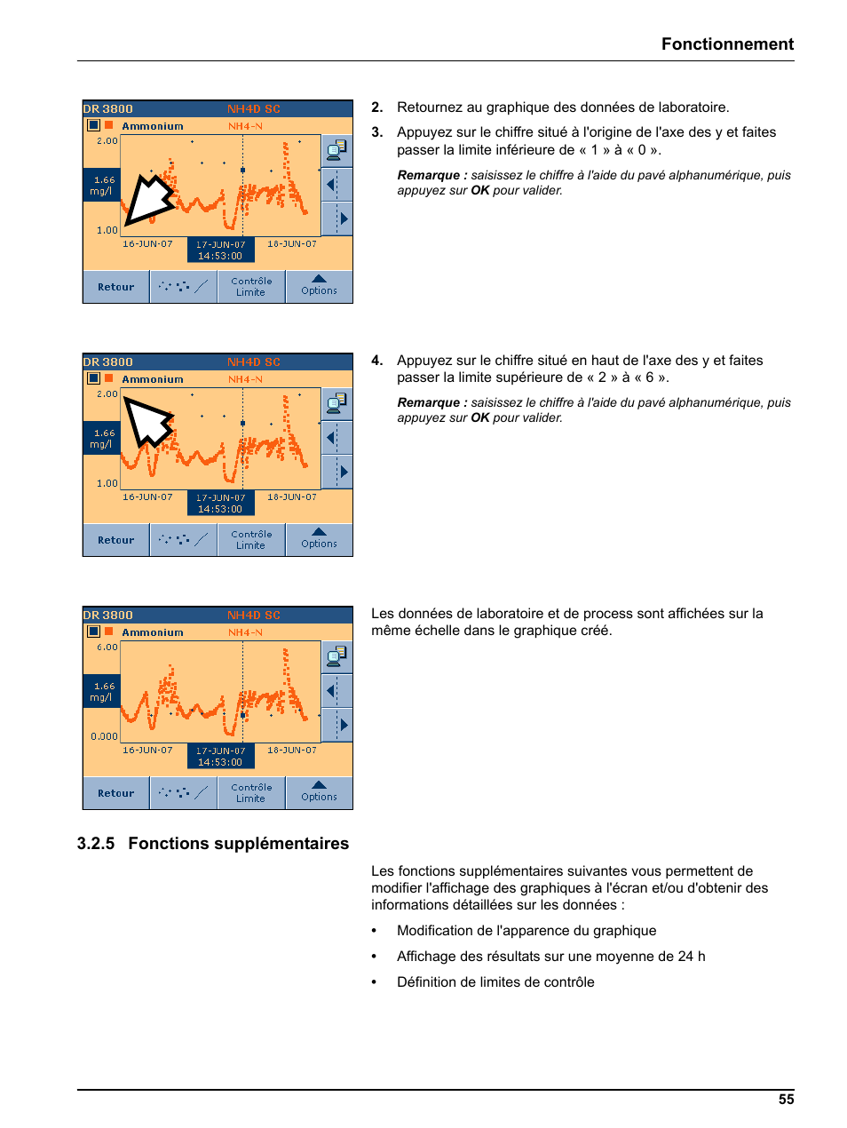 5 fonctions supplémentaires, Fonctionnement | Hach-Lange DR 3800 Additional Software LINK2SC User Manual | Page 67 / 148