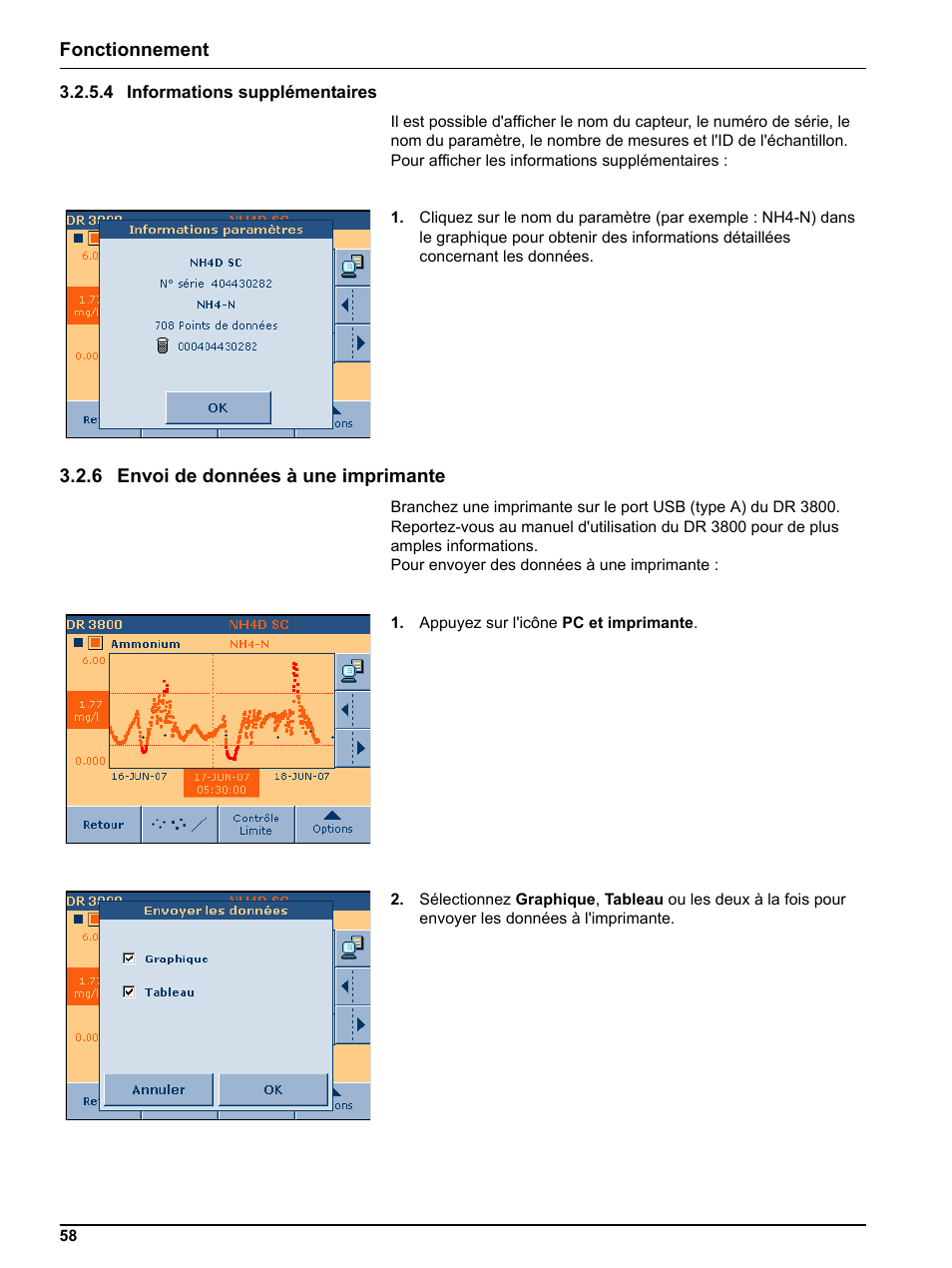 4 informations supplémentaires, 6 envoi de données à une imprimante | Hach-Lange DR 3800 Additional Software LINK2SC User Manual | Page 70 / 148