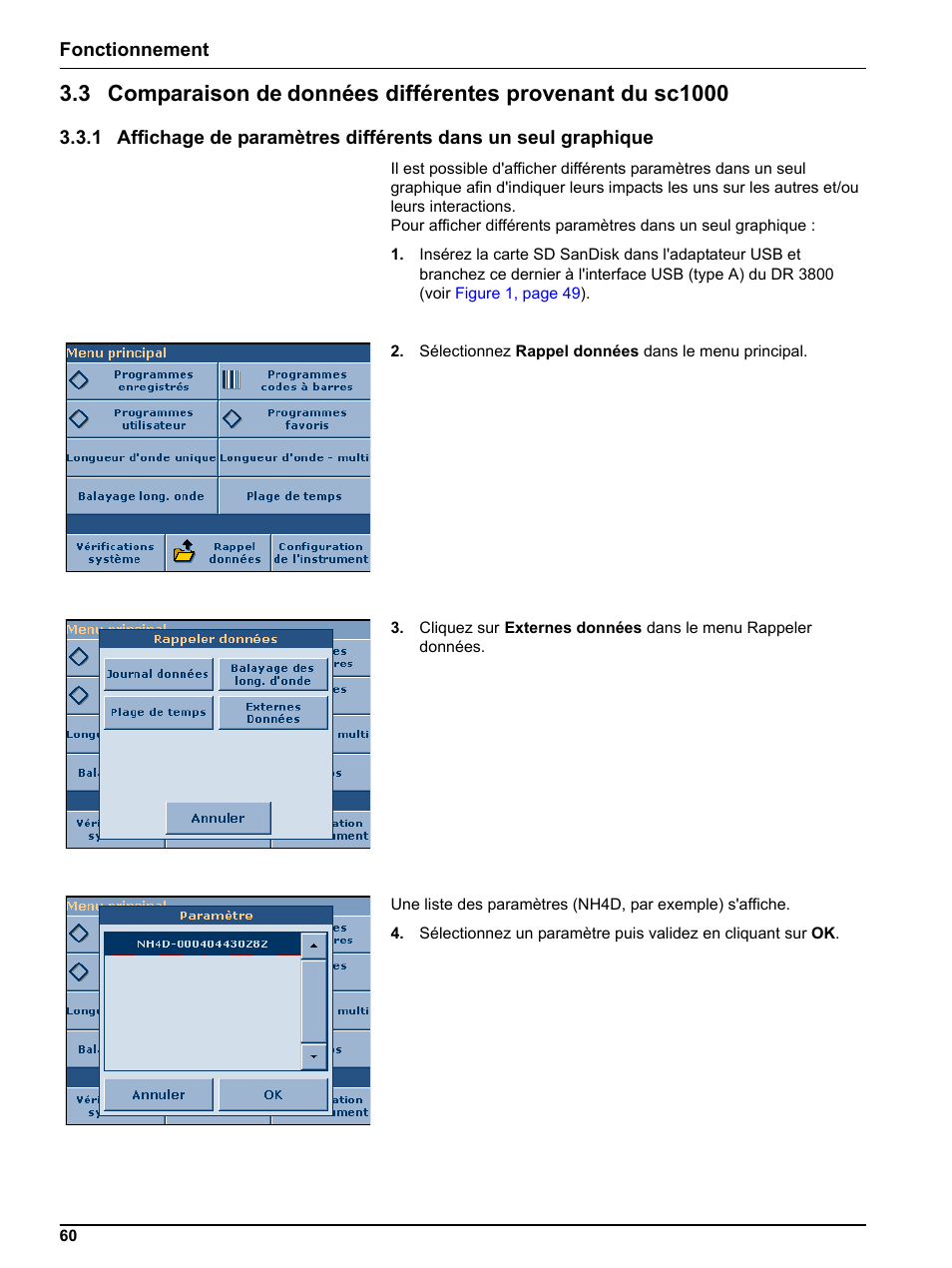 3 comparaison de, Données différentes provenant du sc1000 | Hach-Lange DR 3800 Additional Software LINK2SC User Manual | Page 72 / 148