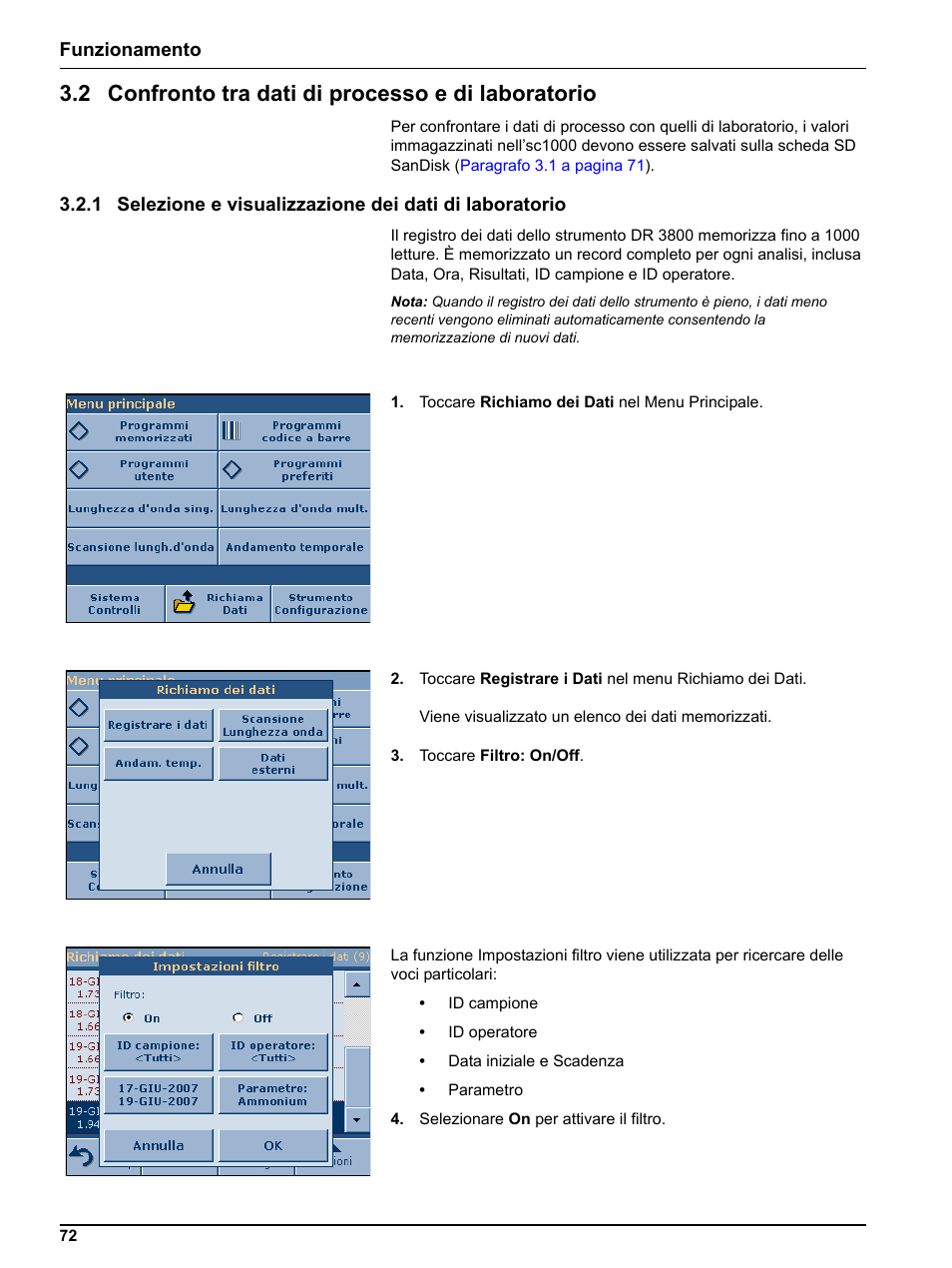 2 confronto tra dati di processo e di laboratorio | Hach-Lange DR 3800 Additional Software LINK2SC User Manual | Page 84 / 148