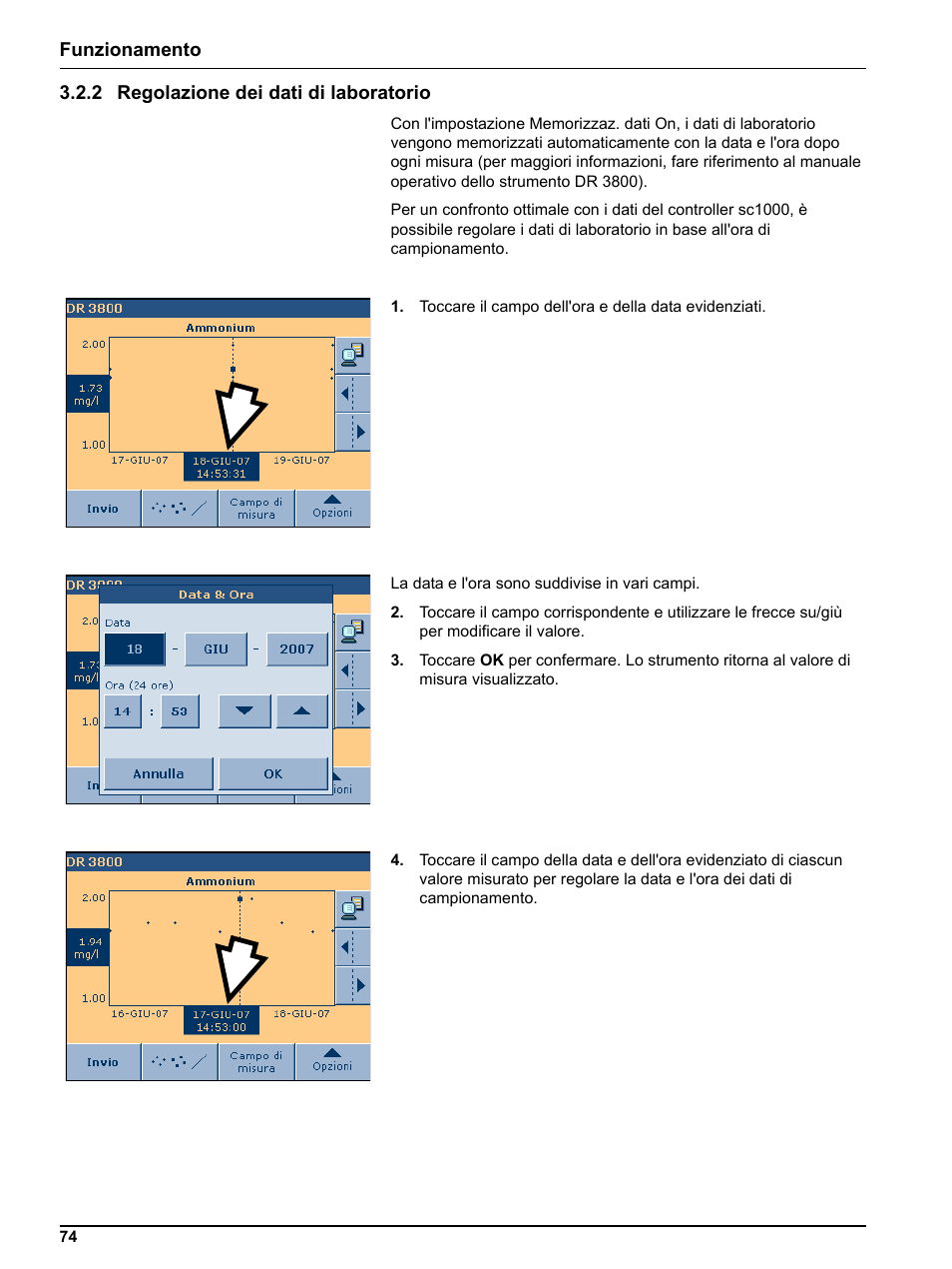 2 regolazione dei dati di laboratorio | Hach-Lange DR 3800 Additional Software LINK2SC User Manual | Page 86 / 148