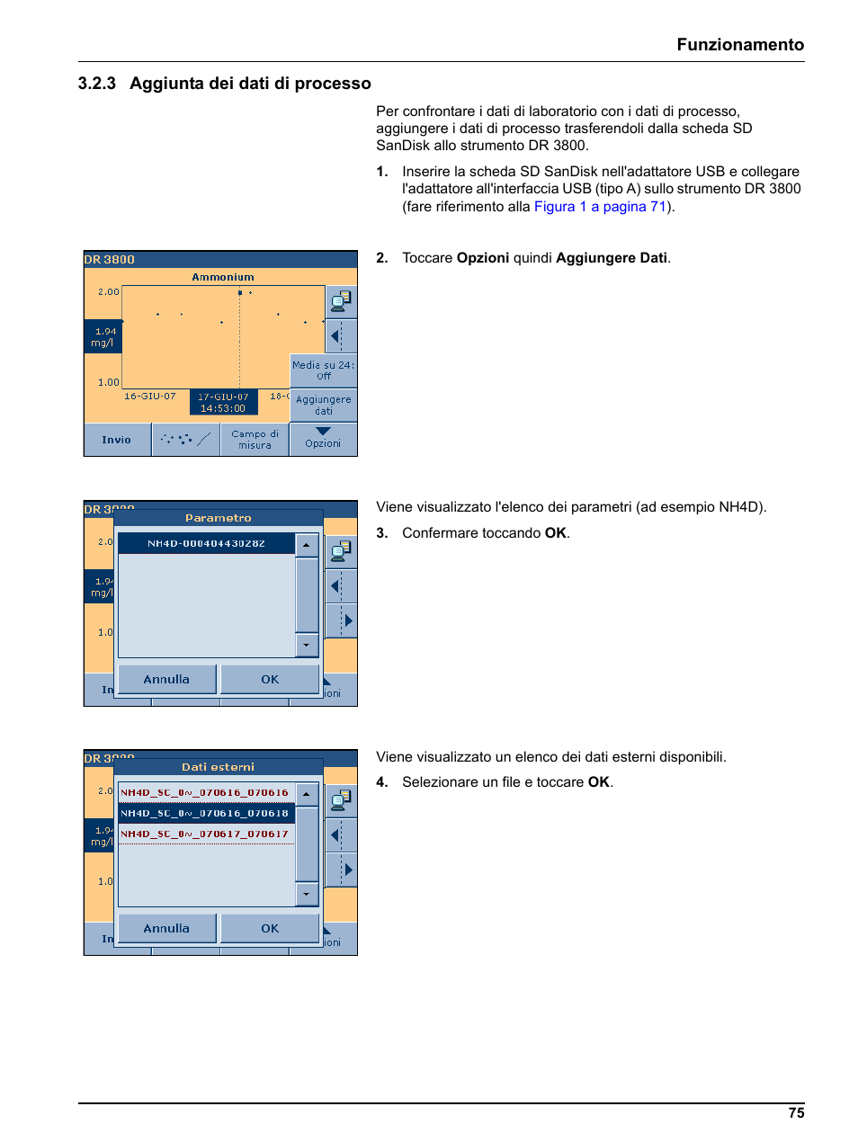 3 aggiunta dei dati di processo | Hach-Lange DR 3800 Additional Software LINK2SC User Manual | Page 87 / 148