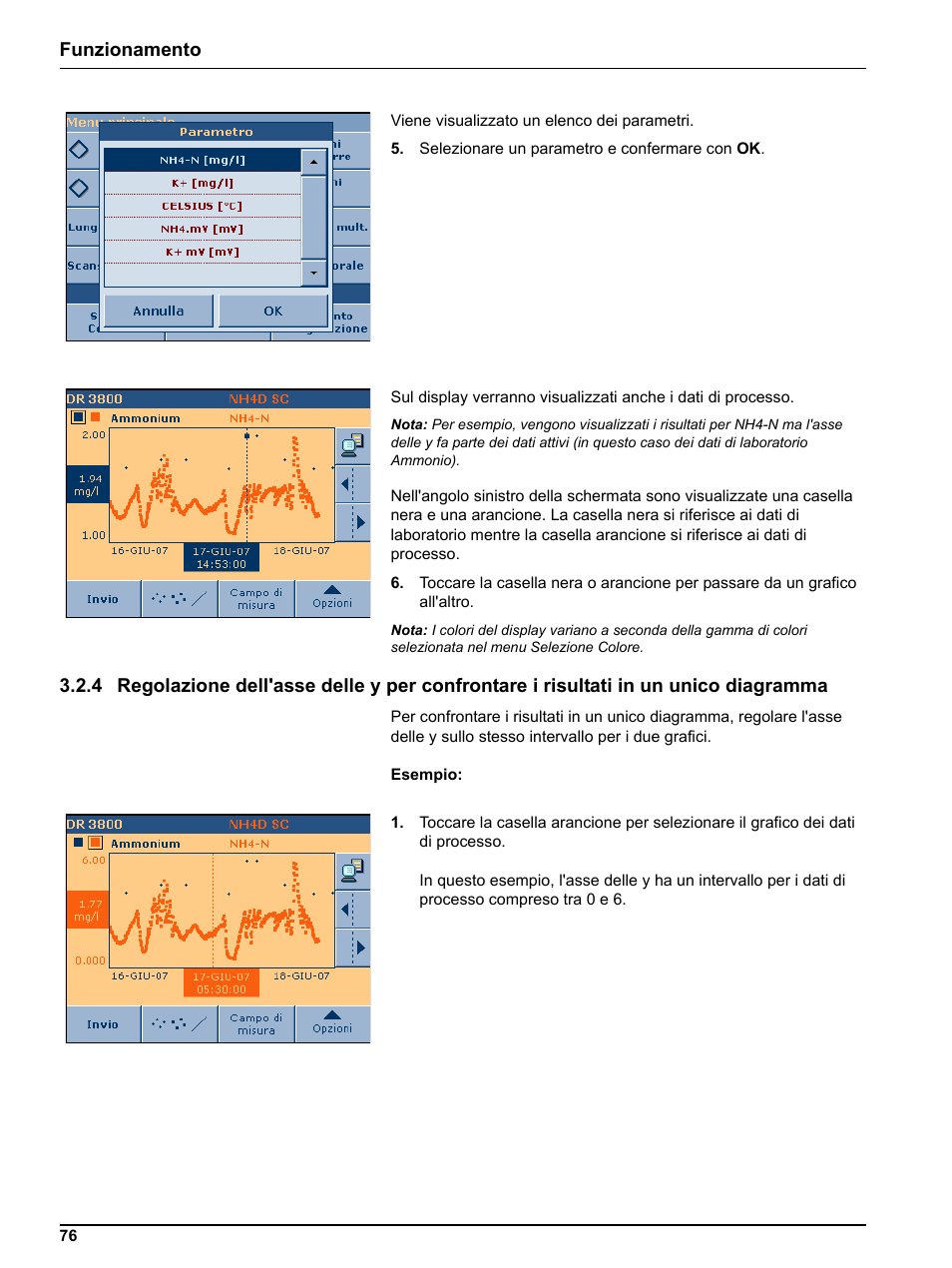 Funzionamento | Hach-Lange DR 3800 Additional Software LINK2SC User Manual | Page 88 / 148