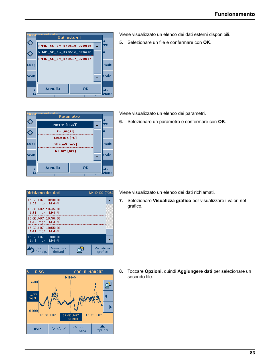 Funzionamento | Hach-Lange DR 3800 Additional Software LINK2SC User Manual | Page 95 / 148