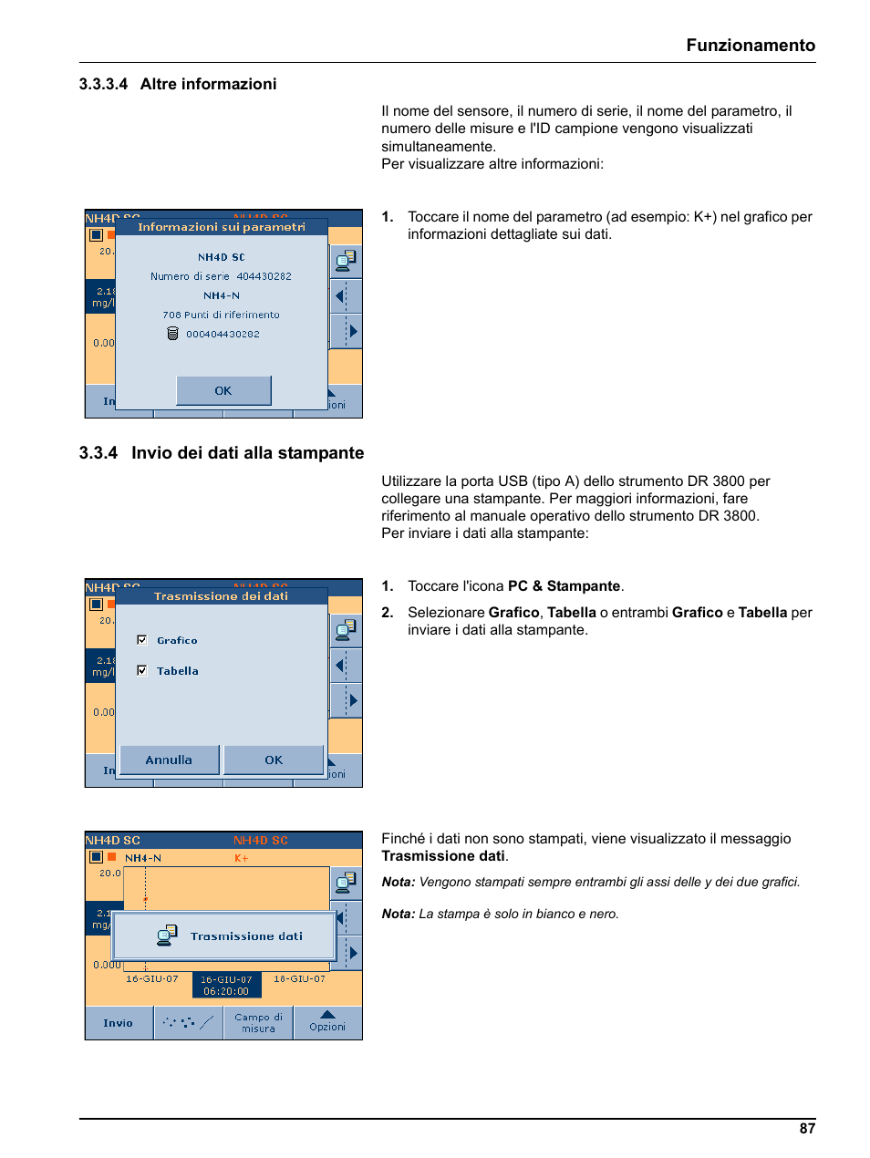 4 altre informazioni, 4 invio dei dati alla stampante | Hach-Lange DR 3800 Additional Software LINK2SC User Manual | Page 99 / 148