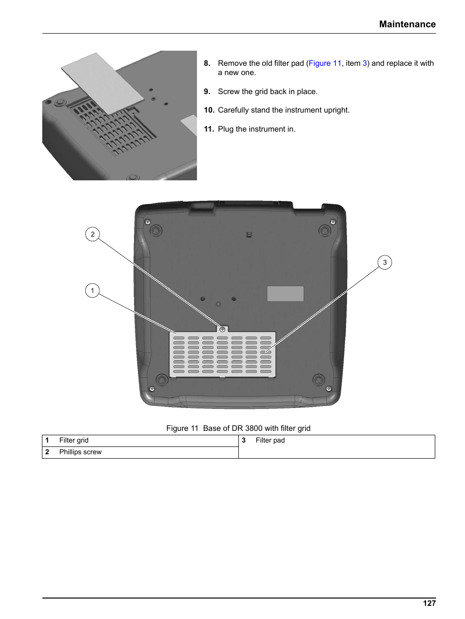 Figure 11, Item, Maintenance | Hach-Lange DR 3800 User Manual User Manual | Page 127 / 152