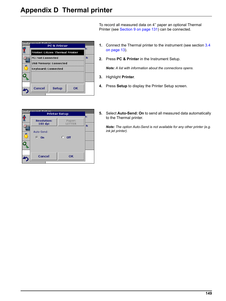 Appendix d thermal printer | Hach-Lange DR 3800 User Manual User Manual | Page 149 / 152