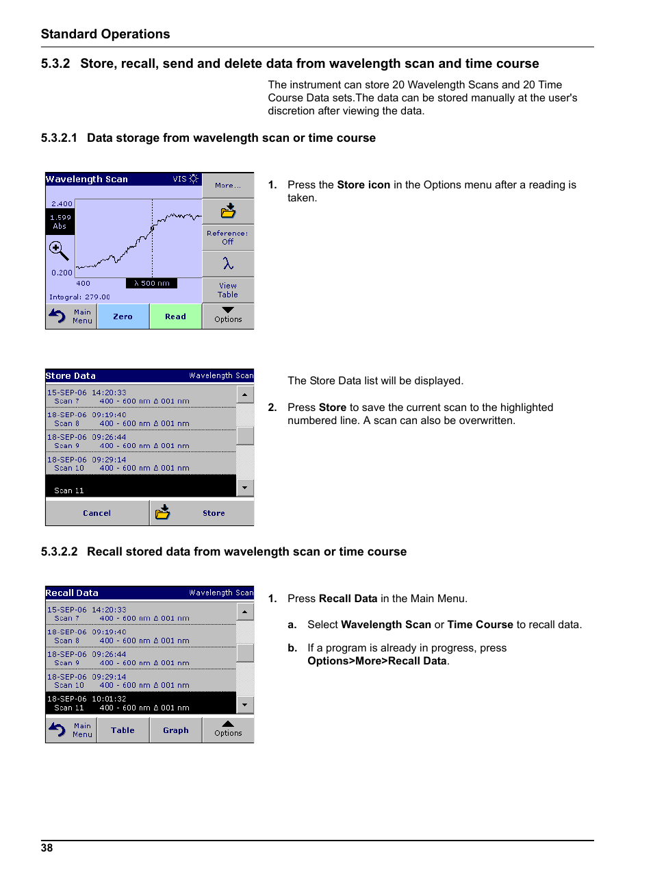 1 data storage from wavelength scan or time course | Hach-Lange DR 3800 User Manual User Manual | Page 38 / 152