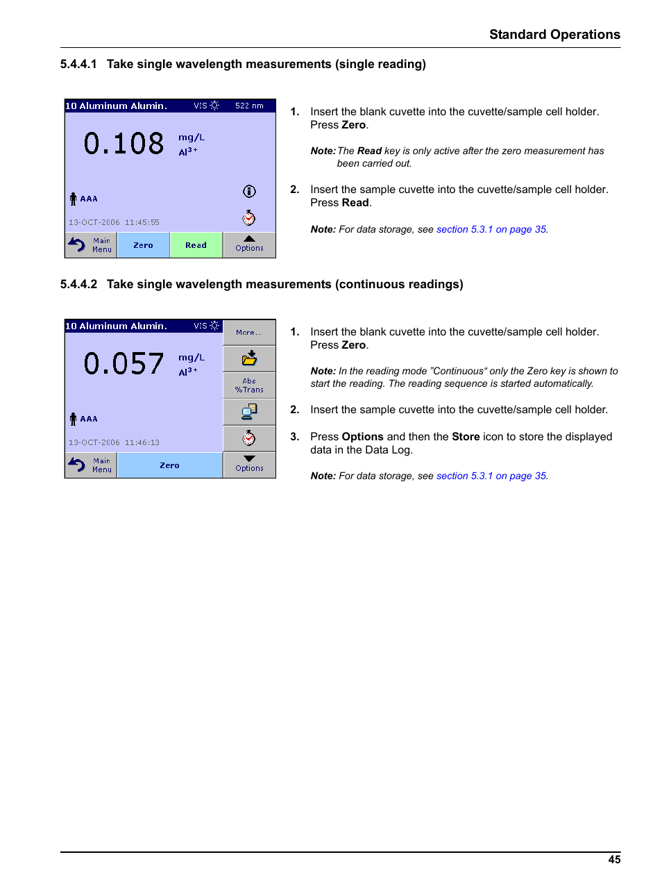Standard operations | Hach-Lange DR 3800 User Manual User Manual | Page 45 / 152