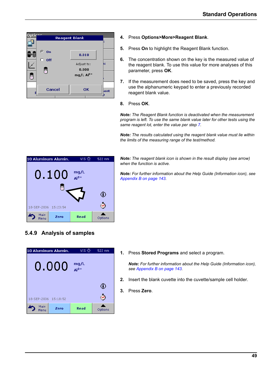 9 analysis of samples, Standard operations | Hach-Lange DR 3800 User Manual User Manual | Page 49 / 152