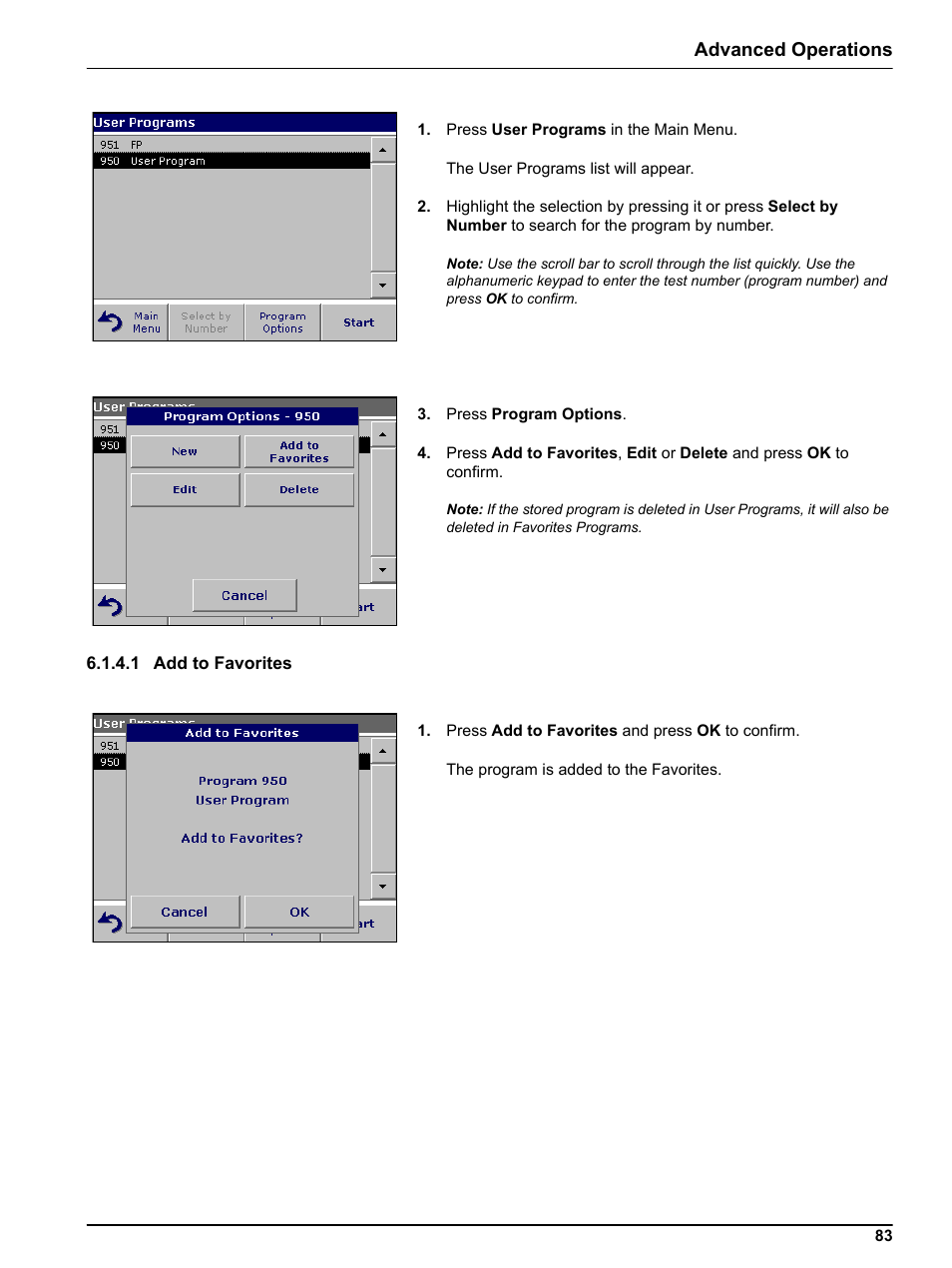 1 add to favorites, Advanced operations | Hach-Lange DR 3800 User Manual User Manual | Page 83 / 152