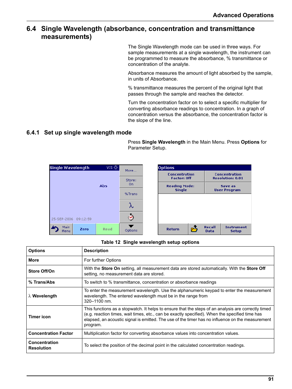 1 set up single wavelength mode, Advanced operations | Hach-Lange DR 3800 User Manual User Manual | Page 91 / 152