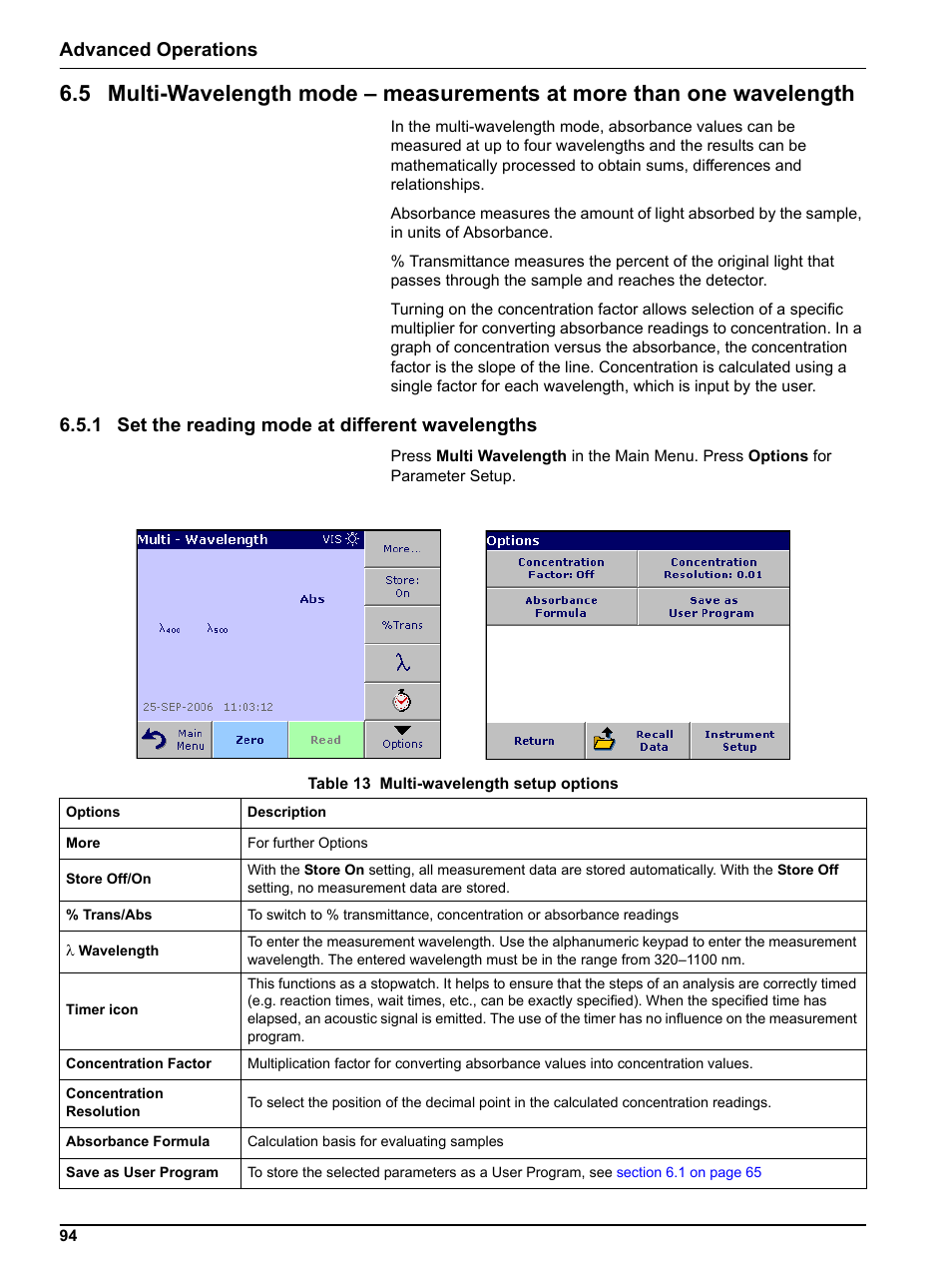 1 set the reading mode at different wavelengths, Advanced operations | Hach-Lange DR 3800 User Manual User Manual | Page 94 / 152