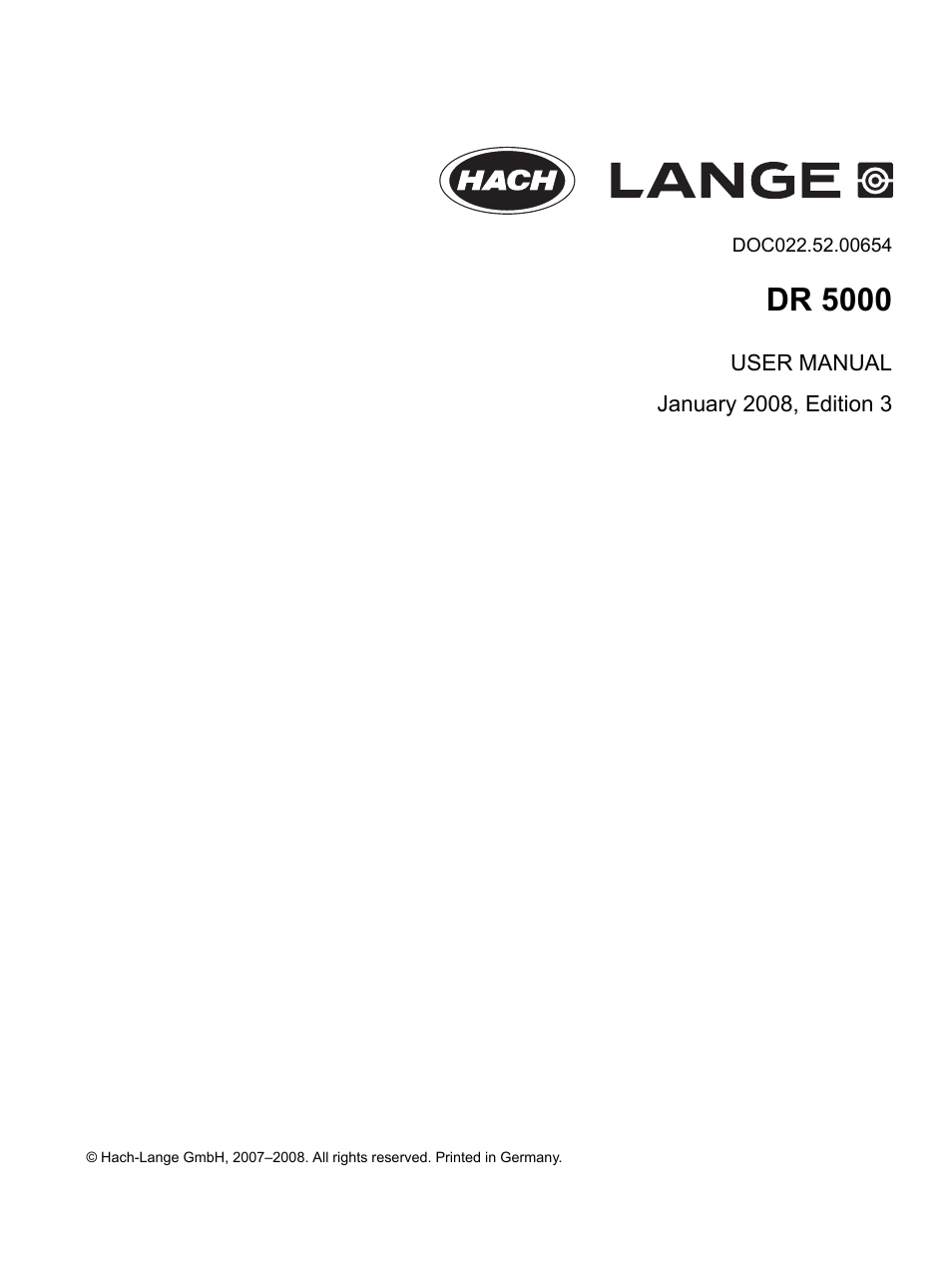 Hach-Lange DR 5000 User Manual User Manual | 140 pages