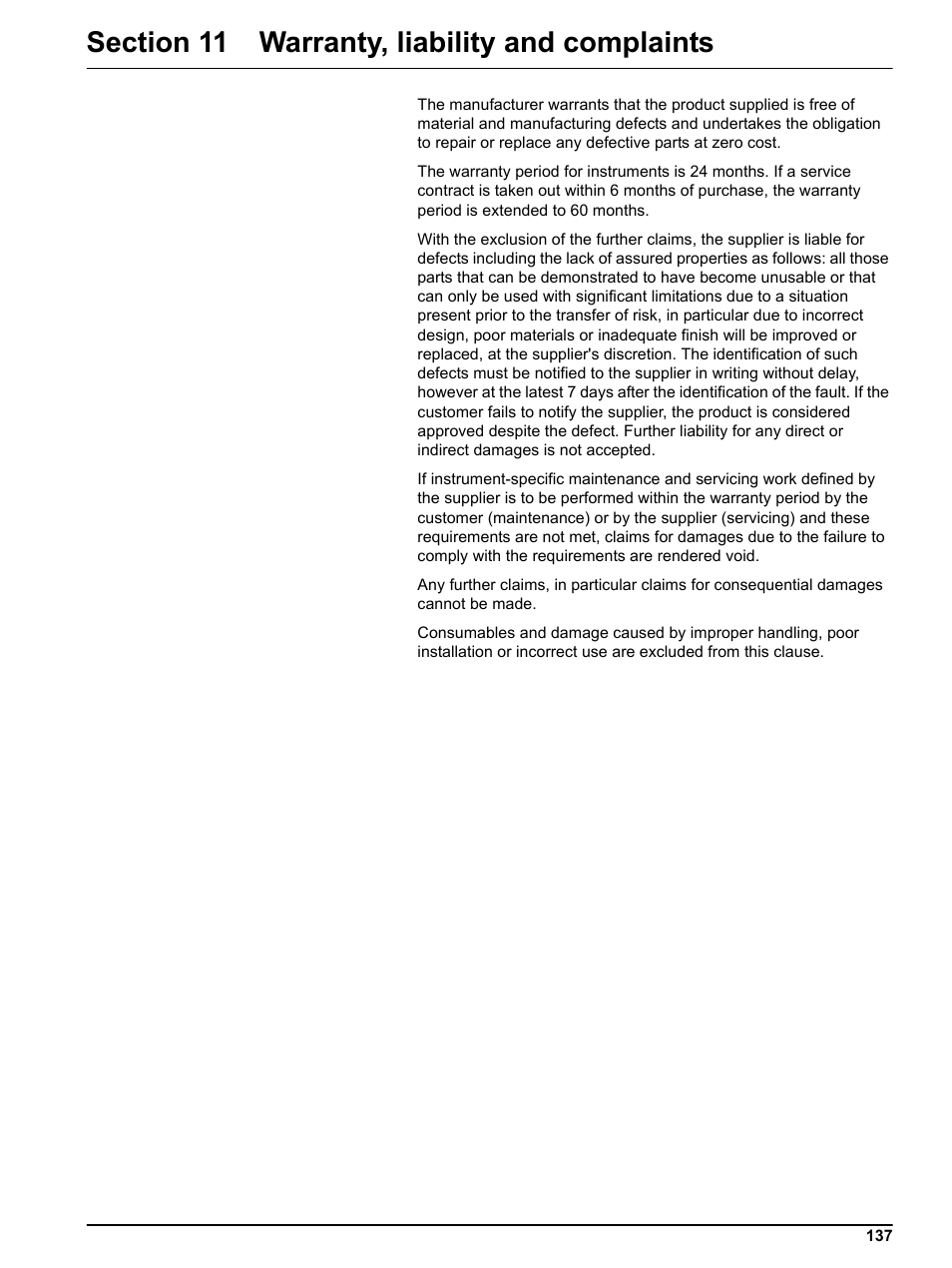Section 11 warranty, liability and complaints | Hach-Lange DR 5000 User Manual User Manual | Page 137 / 140