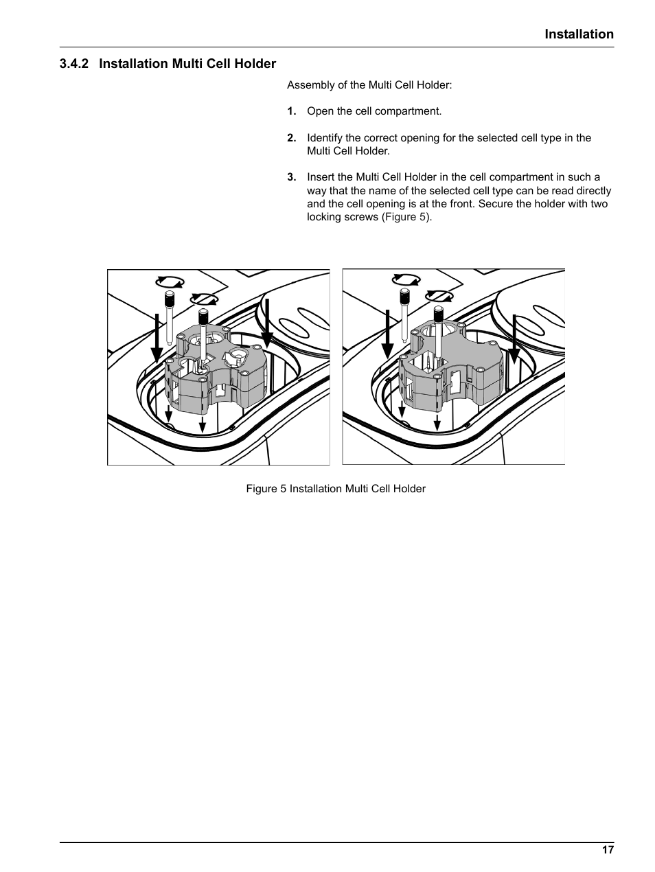 2 installation multi cell holder | Hach-Lange DR 5000 User Manual User Manual | Page 17 / 140