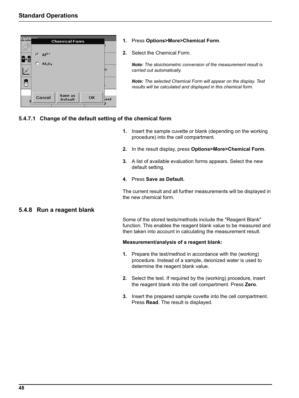 8 run a reagent blank, 1 change, 8 run a reagent | Standard operations | Hach-Lange DR 5000 User Manual User Manual | Page 48 / 140