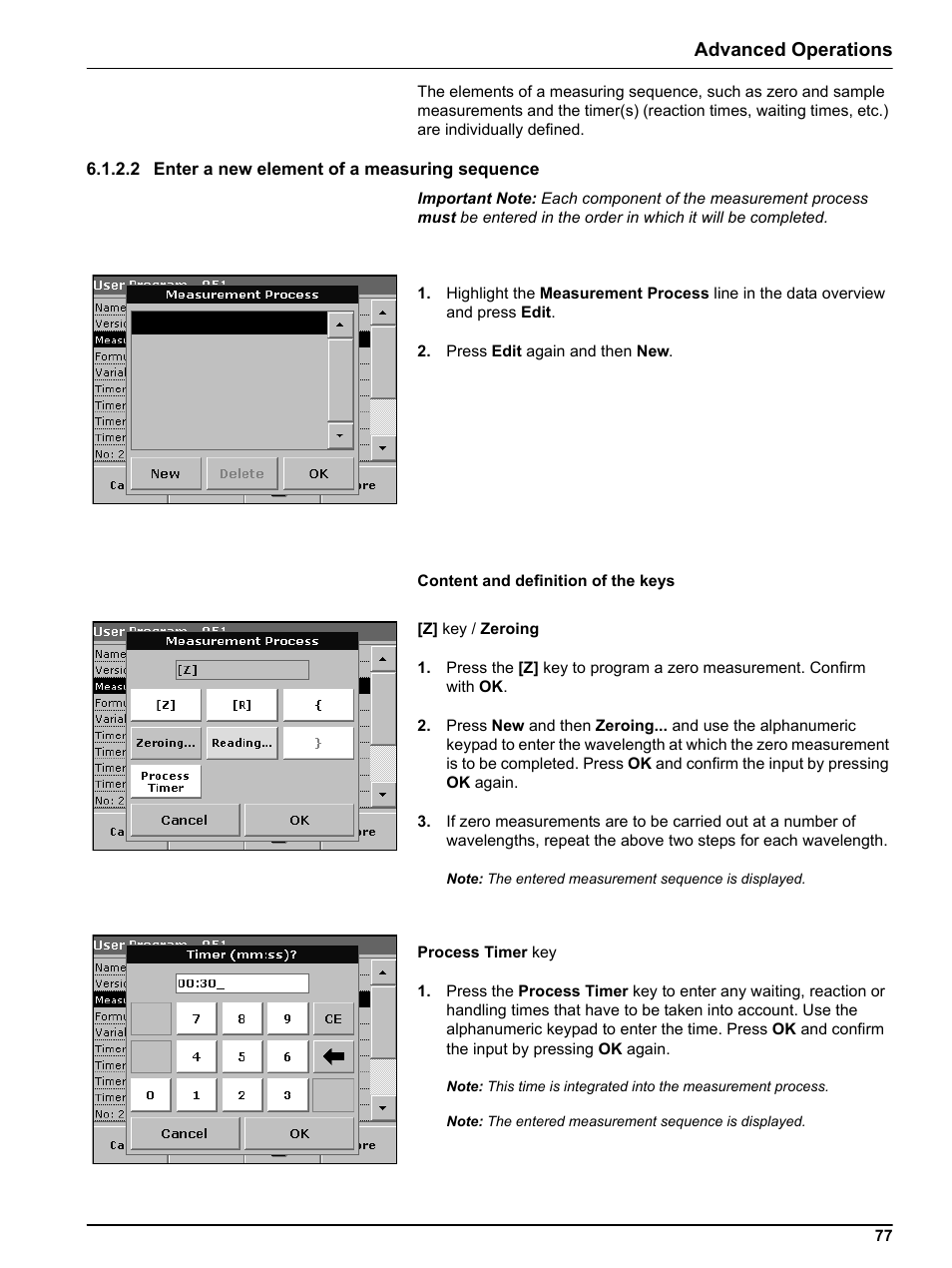 2 enter a new element of a measuring sequence, Advanced operations | Hach-Lange DR 5000 User Manual User Manual | Page 77 / 140