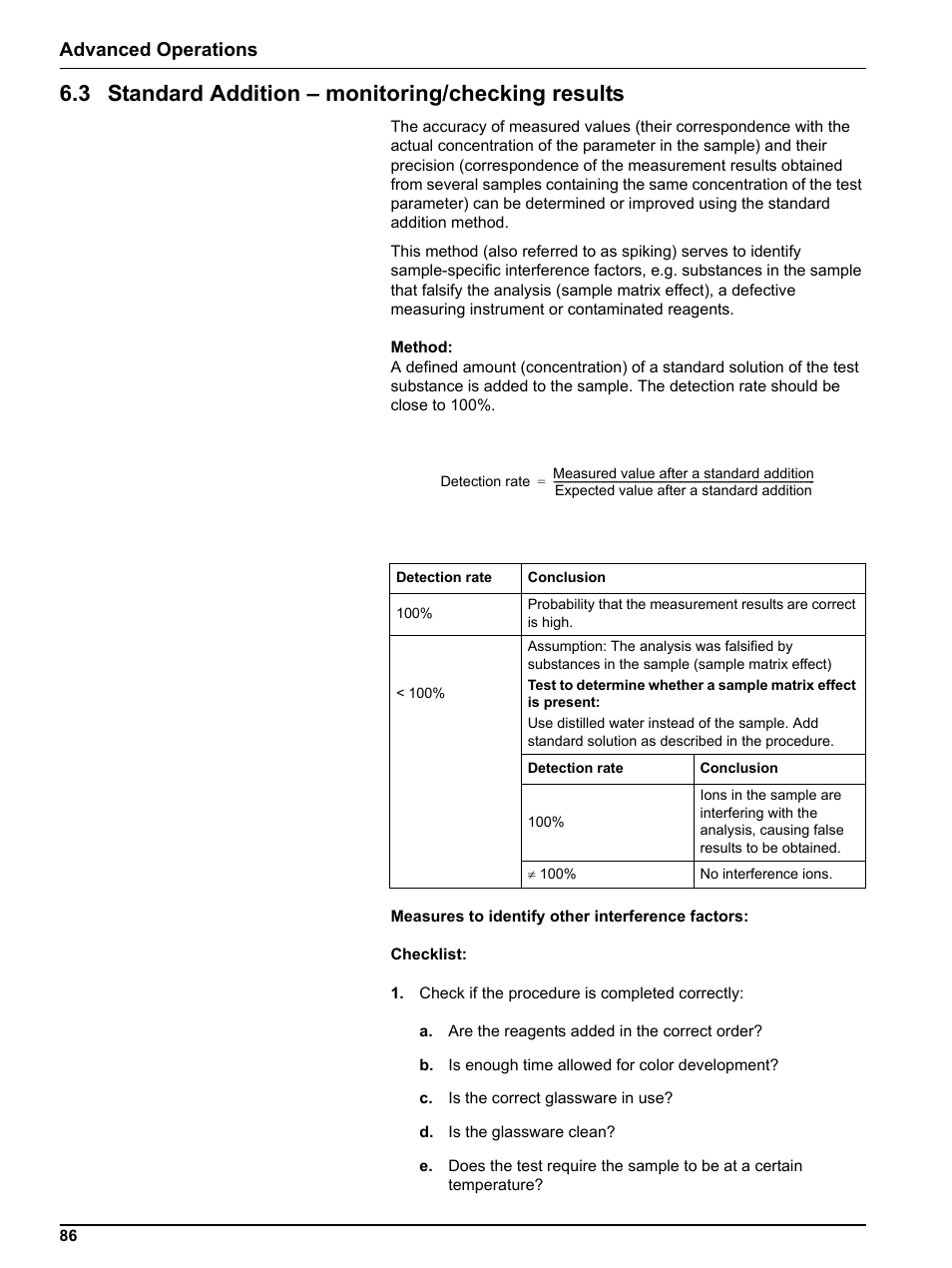 3 standard addition - monitoring/checking results, 3 standard addition – monitoring/checking results, Advanced operations | Hach-Lange DR 5000 User Manual User Manual | Page 86 / 140
