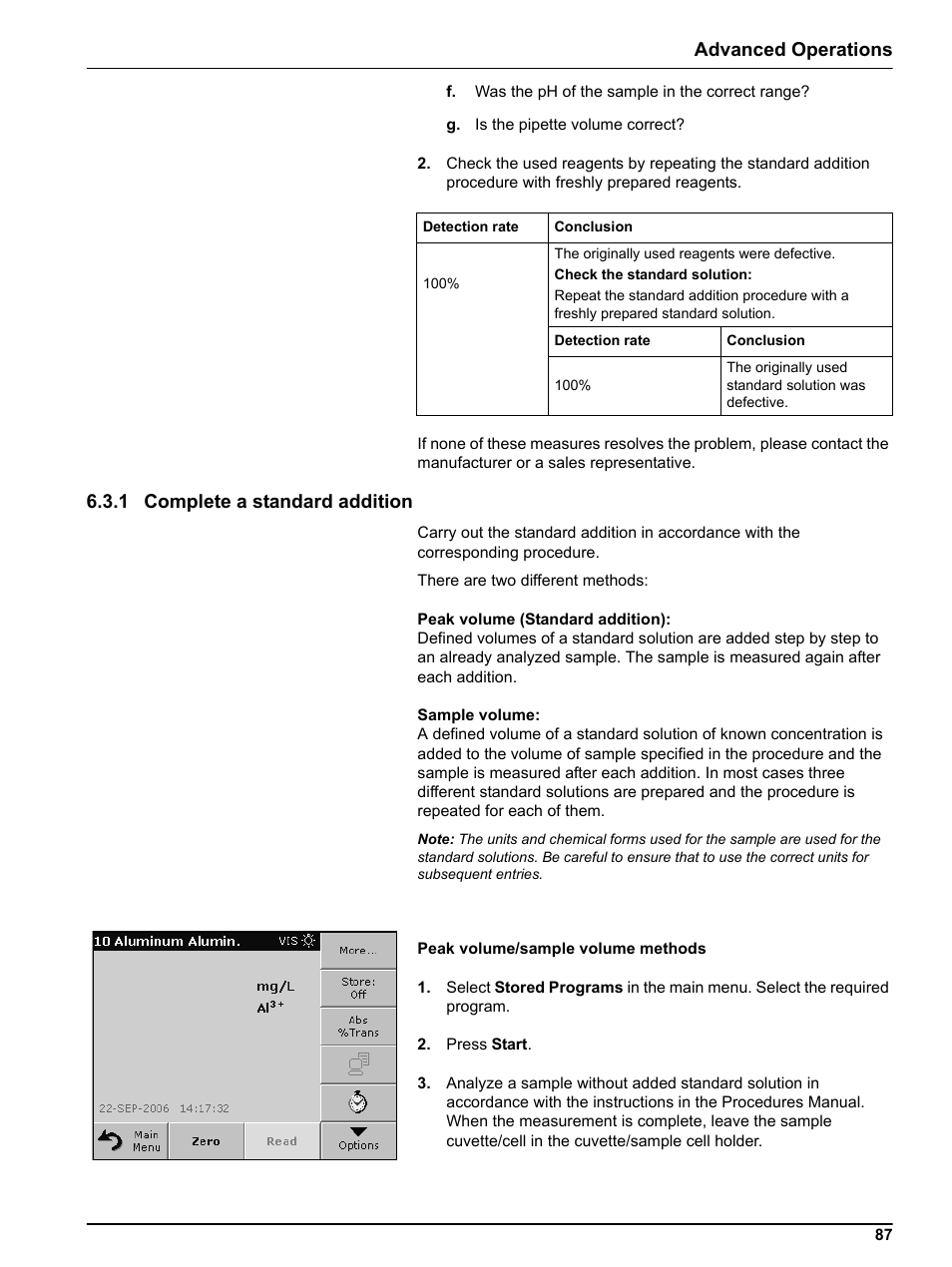 1 complete a standard addition, 1 complete a st, Advanced operations | Hach-Lange DR 5000 User Manual User Manual | Page 87 / 140
