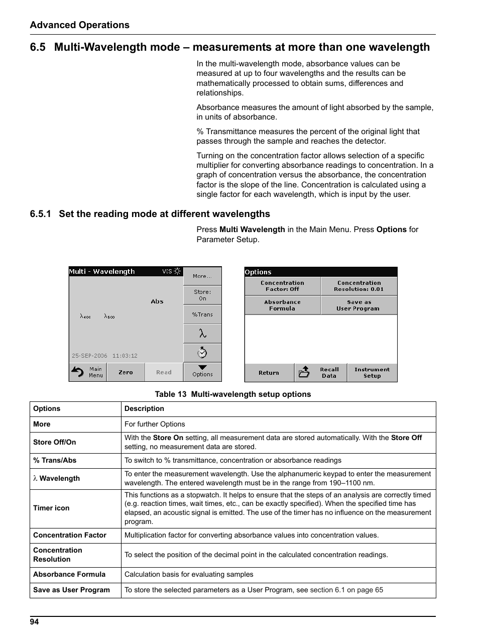 1 set the reading mode at different wavelengths, Advanced operations | Hach-Lange DR 5000 User Manual User Manual | Page 94 / 140