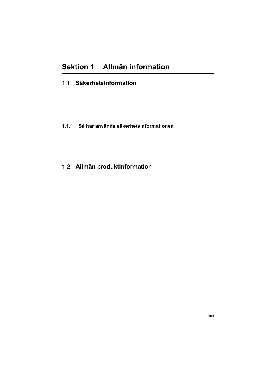 Sektion 1 allmän information, 1 säkerhetsinformation, 2 allmän produktinformation | Hach-Lange POCKET Colorimeter II Application Instruction User Manual | Page 101 / 118