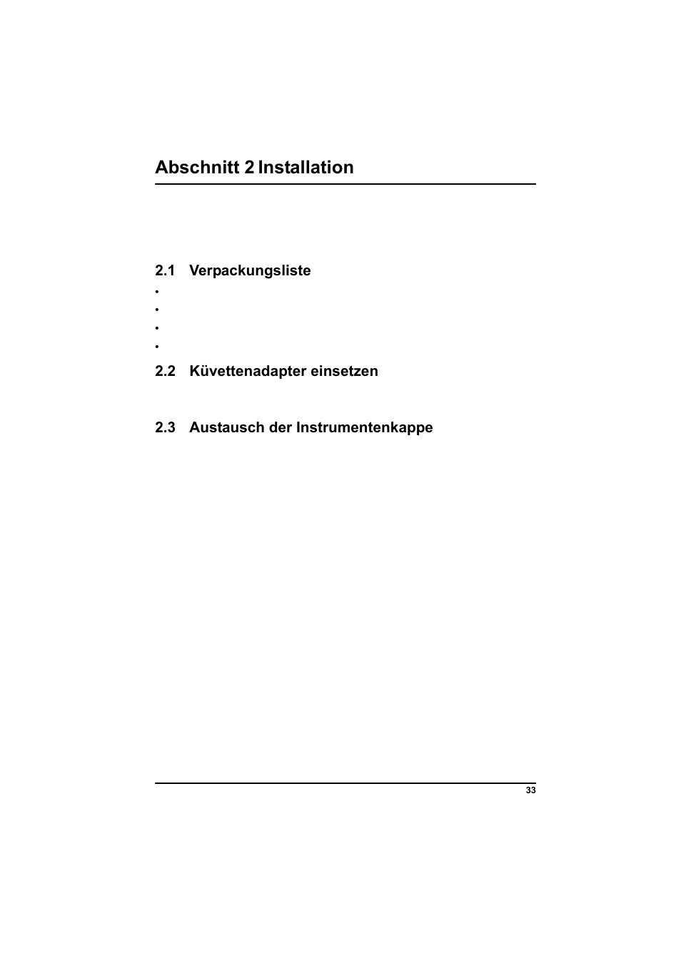 Abschnitt 2 installation, 1 verpackungsliste, 2 küvettenadapter einsetzen | 3 austausch der instrumentenkappe | Hach-Lange POCKET Colorimeter II Application Instruction User Manual | Page 33 / 118